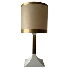 Grande lampe de bureau en métal cocon et or, années 1970, Italie