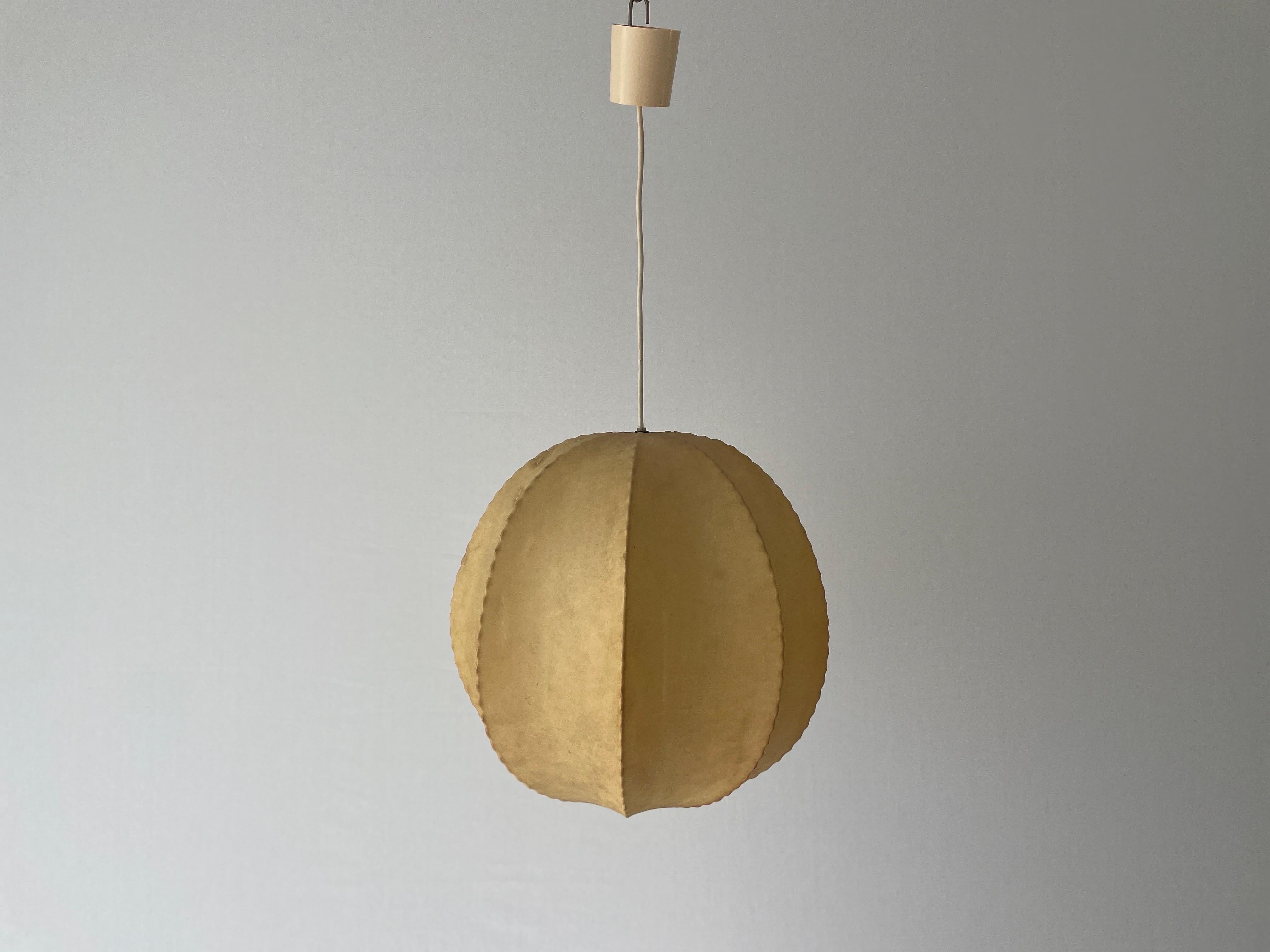 Mid-20th Century Cocoon Ball Design Pendant Lamp, 1960s, Italy For Sale