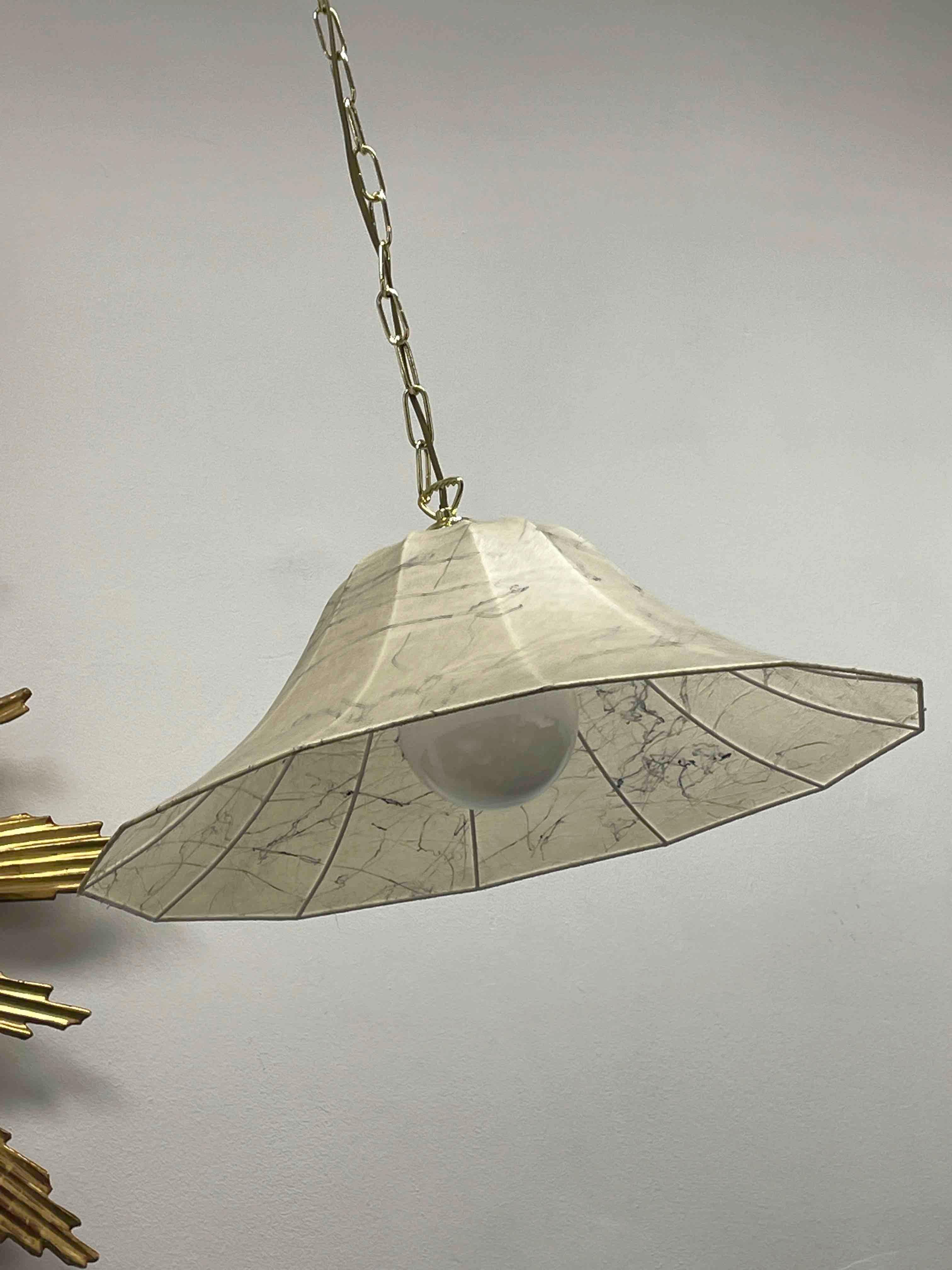 Metal Cocoon Ceiling Pendant Light by Goldkant, 1960s, Germany For Sale