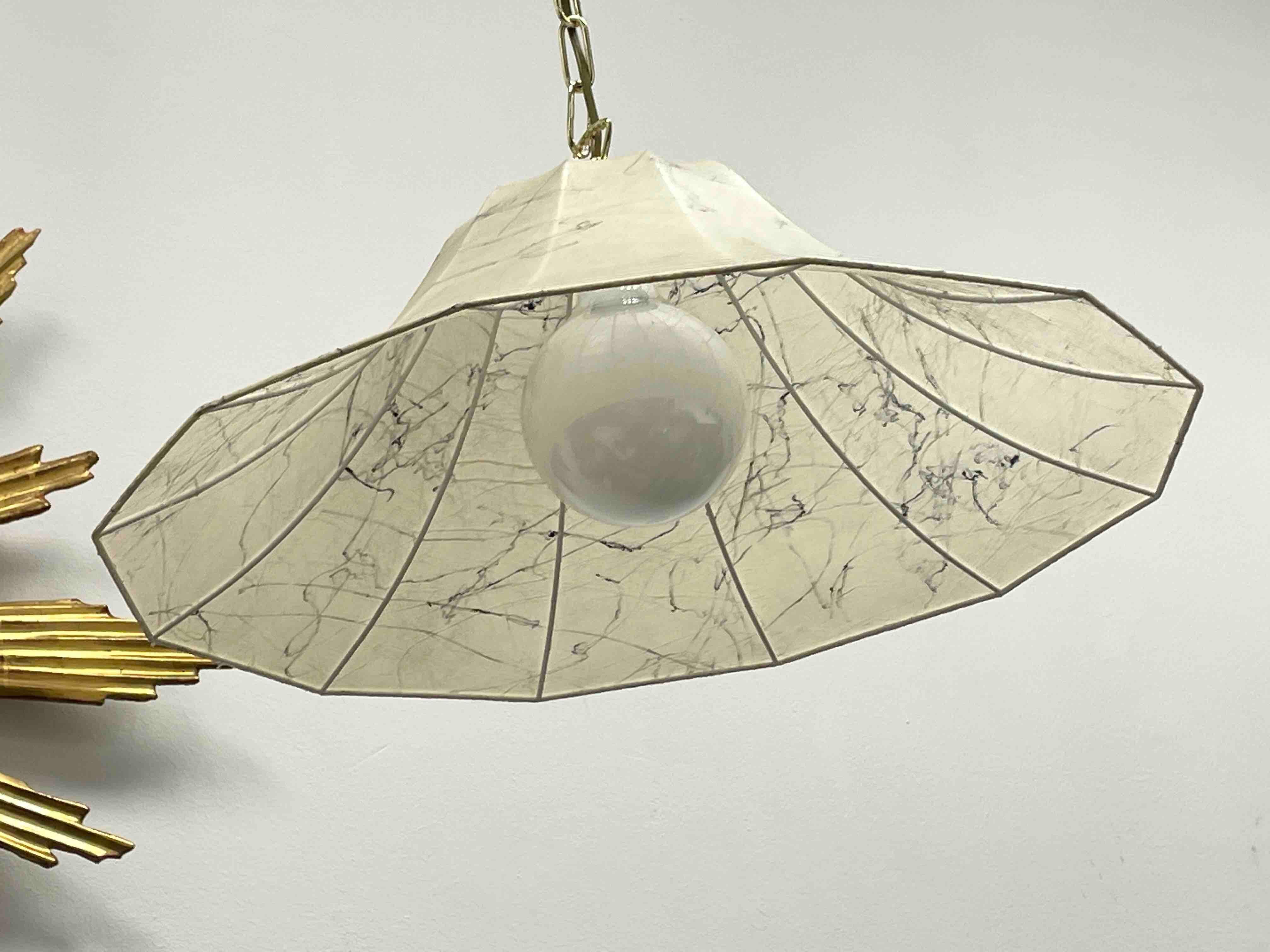 Cocoon Ceiling Pendant Light by Goldkant, 1960s, Germany For Sale 1