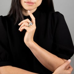 Carlota Guardia Cocoon Double Sphere Yellow gold and Silver Cocktail Ring