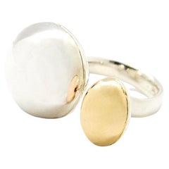 COCOON DOUBLE SPHERE Ring: Yellow gold and sterling silver, polished finish