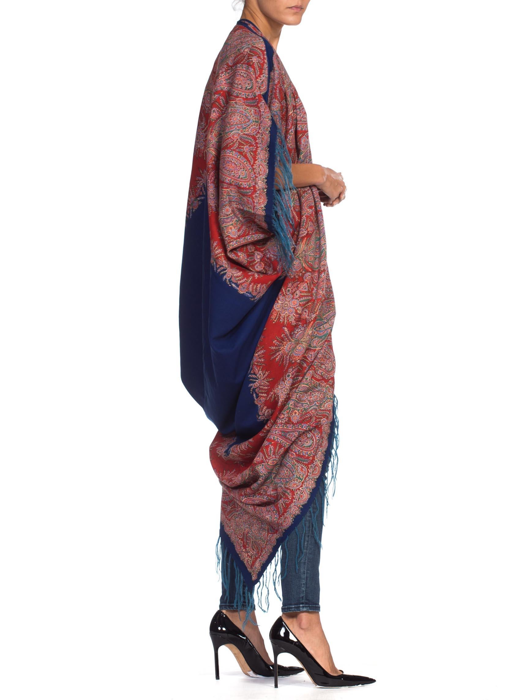 Women's MORPHEW COLLECTION Paisley Wool Cocoon Duster Made From Victorian 1890S Fabric