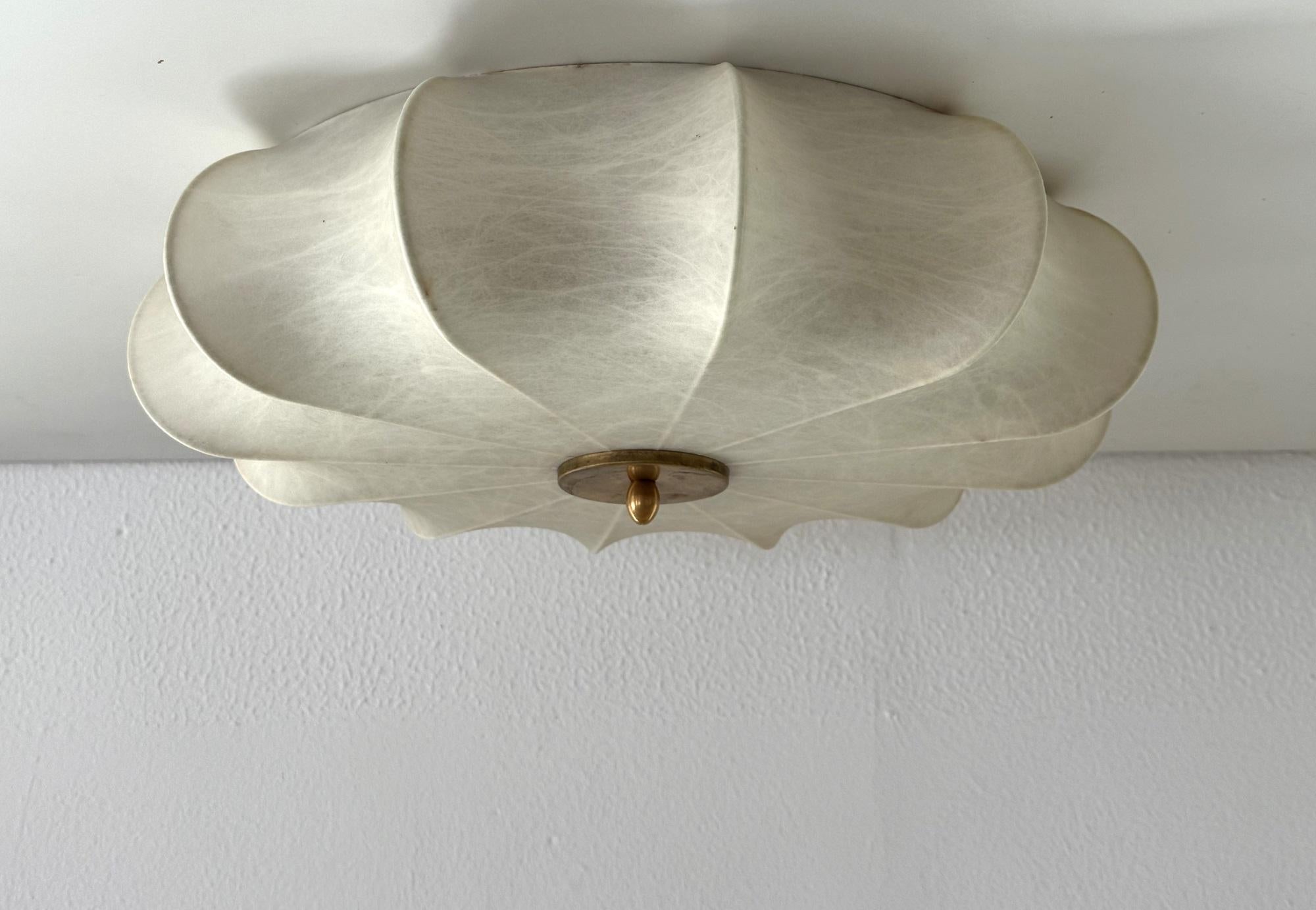 Métal Cocoon Flush Mount Ceiling Light, Friedel Wauer pour Goldkant Leuchten, années 1960 en vente