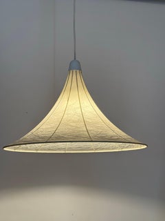 Cocoon Hanging Lamp in the Shape of Tulipan made with Turquoise Stripes