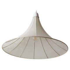 Cocoon Hanging Lamp in the Shape of Tulipan made with Turquoise Stripes