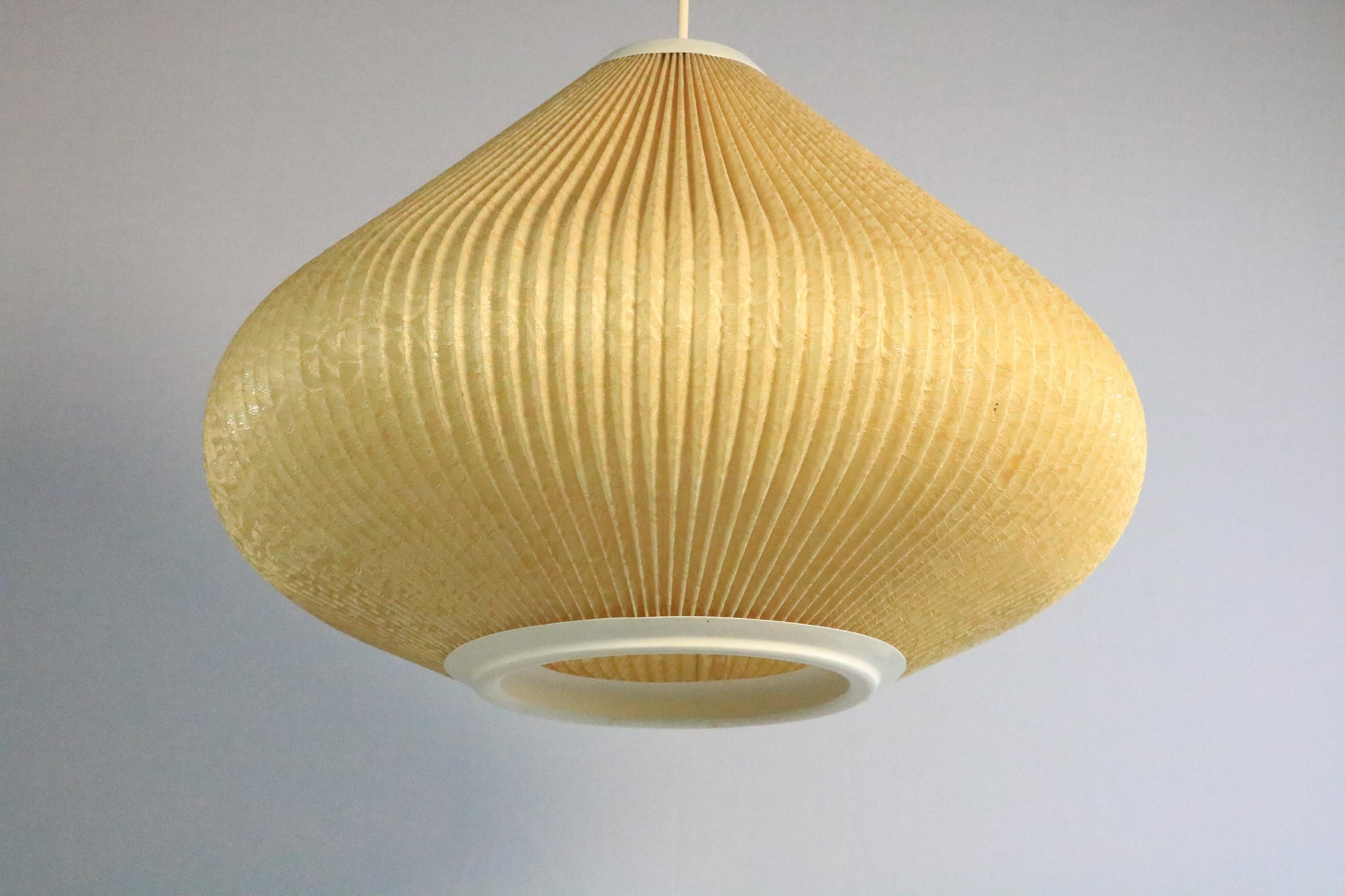 Mid-Century Modern Cocoon hanging lamp, Plissee, Original 1960s