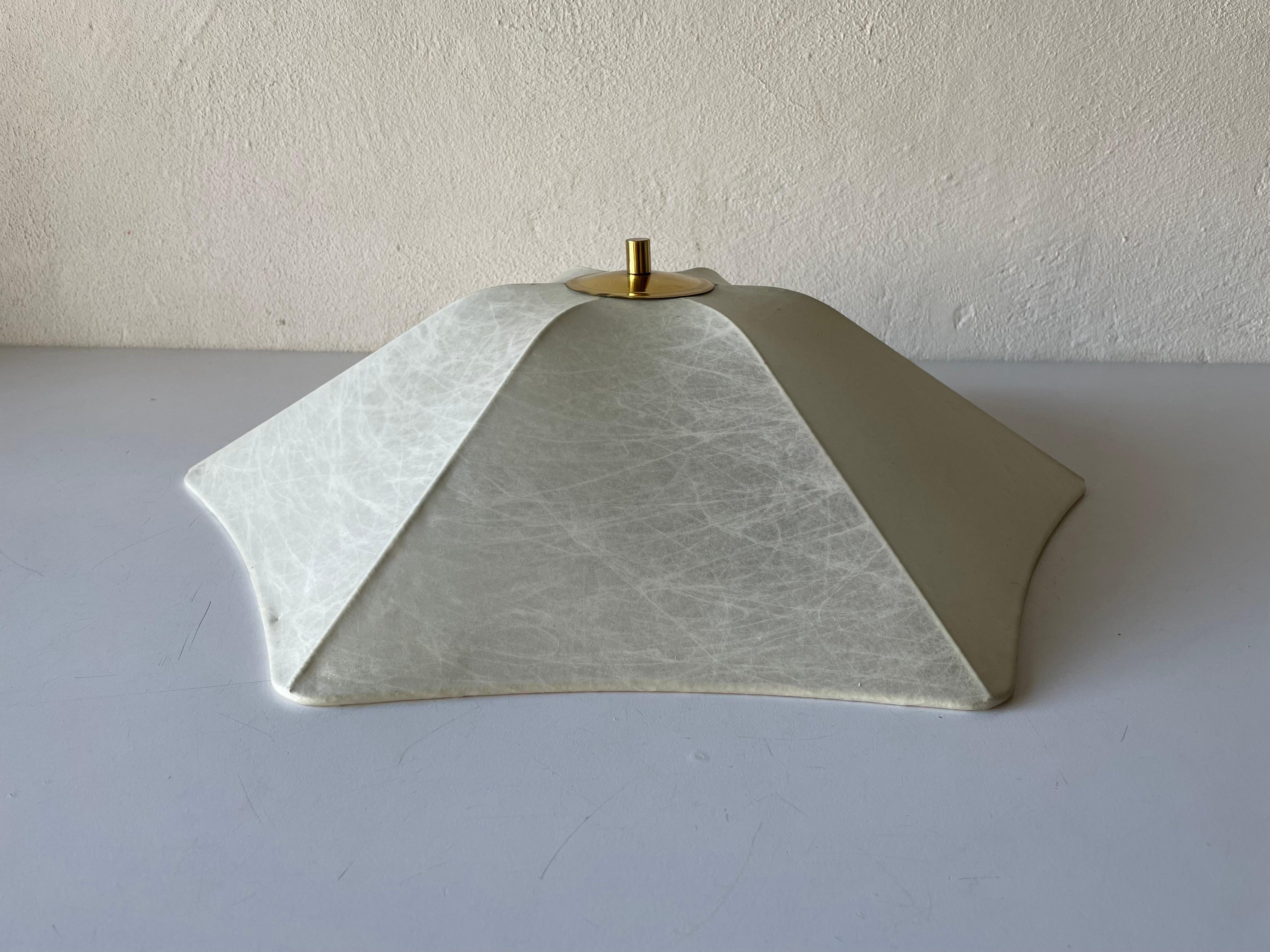 Gorgeous Cocoon large flush mount ceiling lamp by Goldkant
Achille Castiglioni Era
1960s Germany

Lampshade is in very good vintage condition.

This lamp works with 3x E14 light bulbs. 
Wired and suitable to use with 220V and 110V for all
