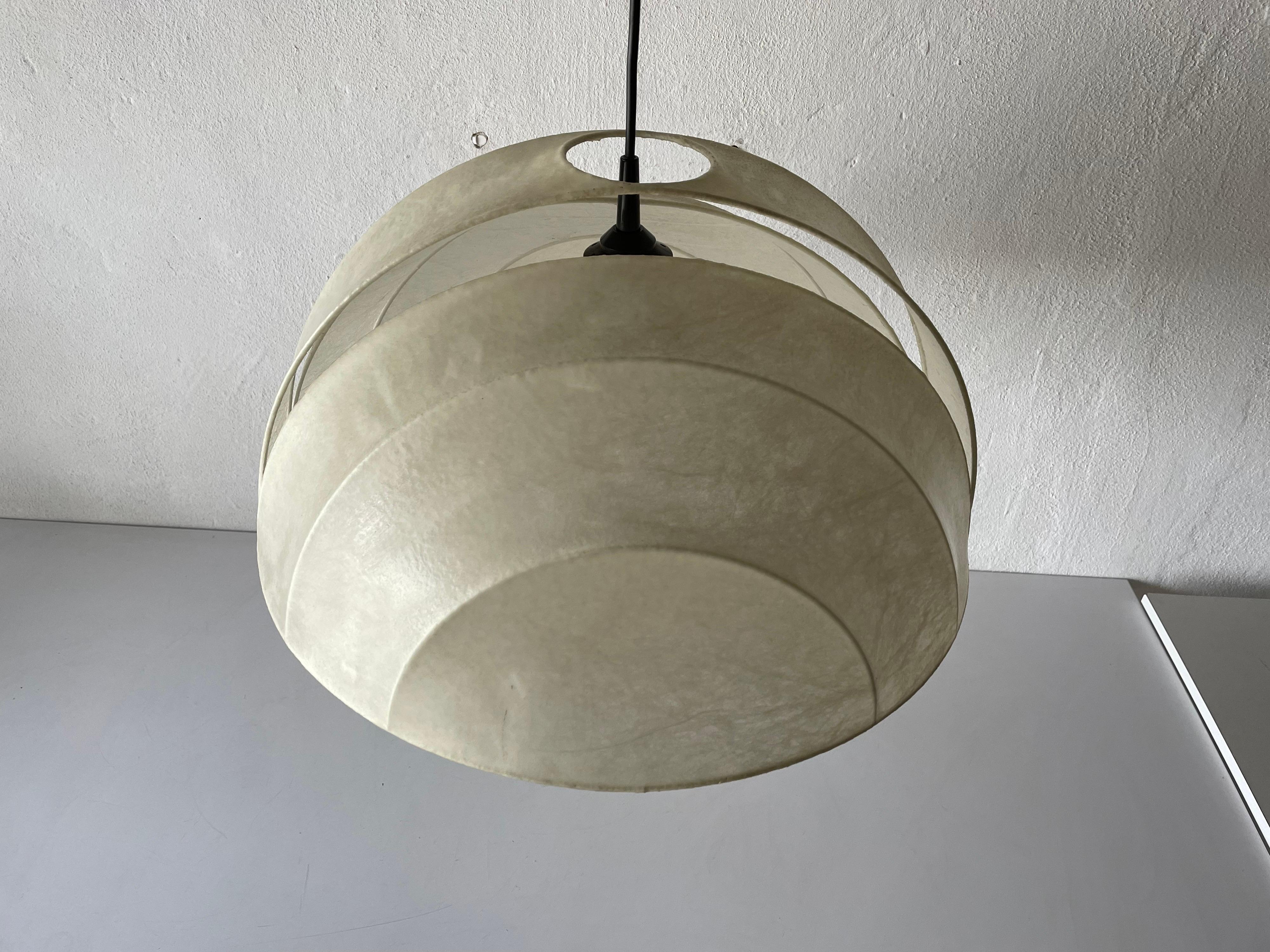 Ball cocoon pendant lamp by Goldkant, 1960s, Germany
 
Lampshade is in very good vintage condition.

This lamp works with E27 light bulb. Max 100W
Wired and suitable to use with 220V and 110V for all countries.

Measurements:
Diameter: 50