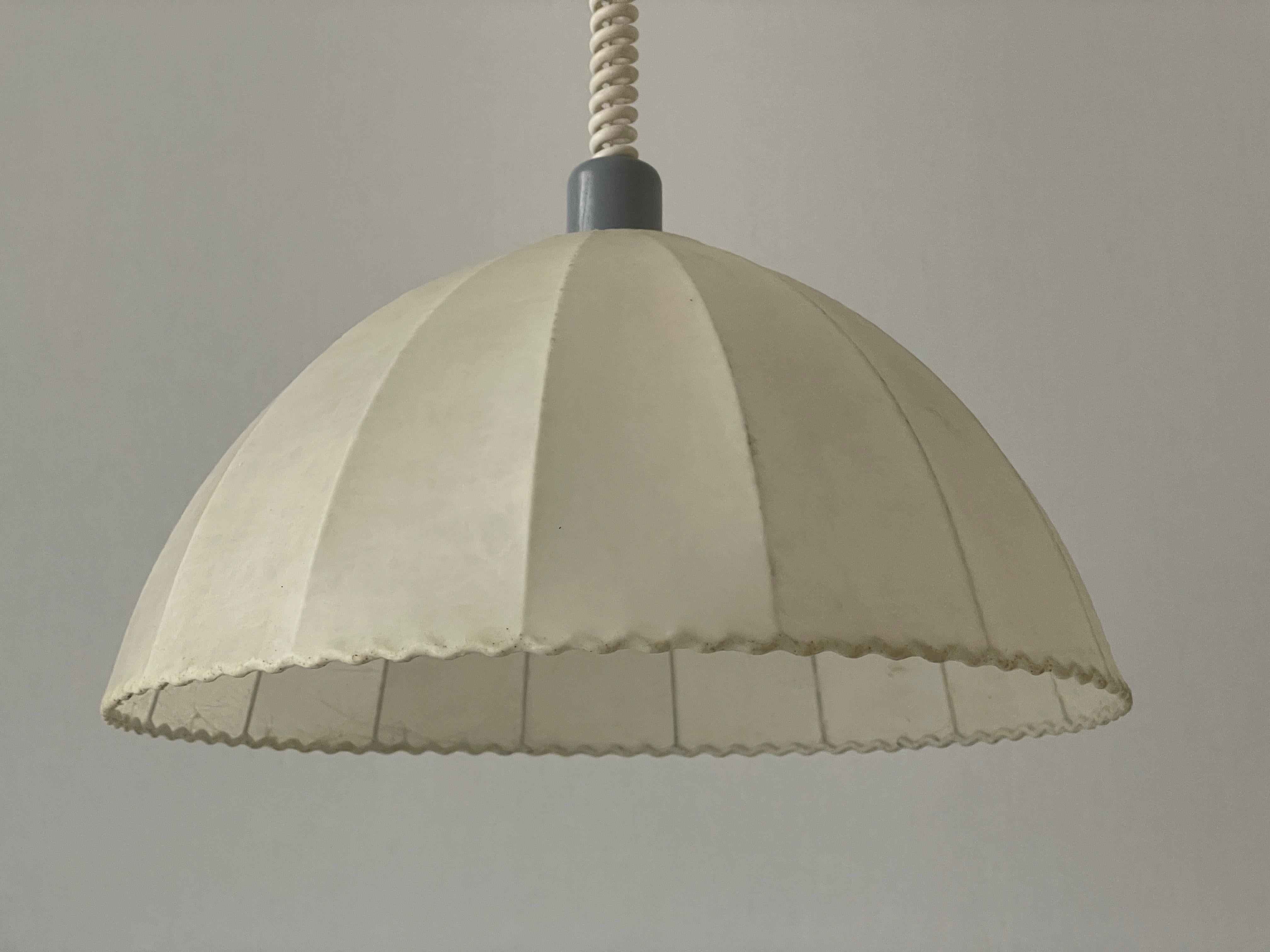 Cocoon Pendant Lamp by Goldkant with Grey Metal Top, 1960s, Germany In Excellent Condition For Sale In Hagenbach, DE