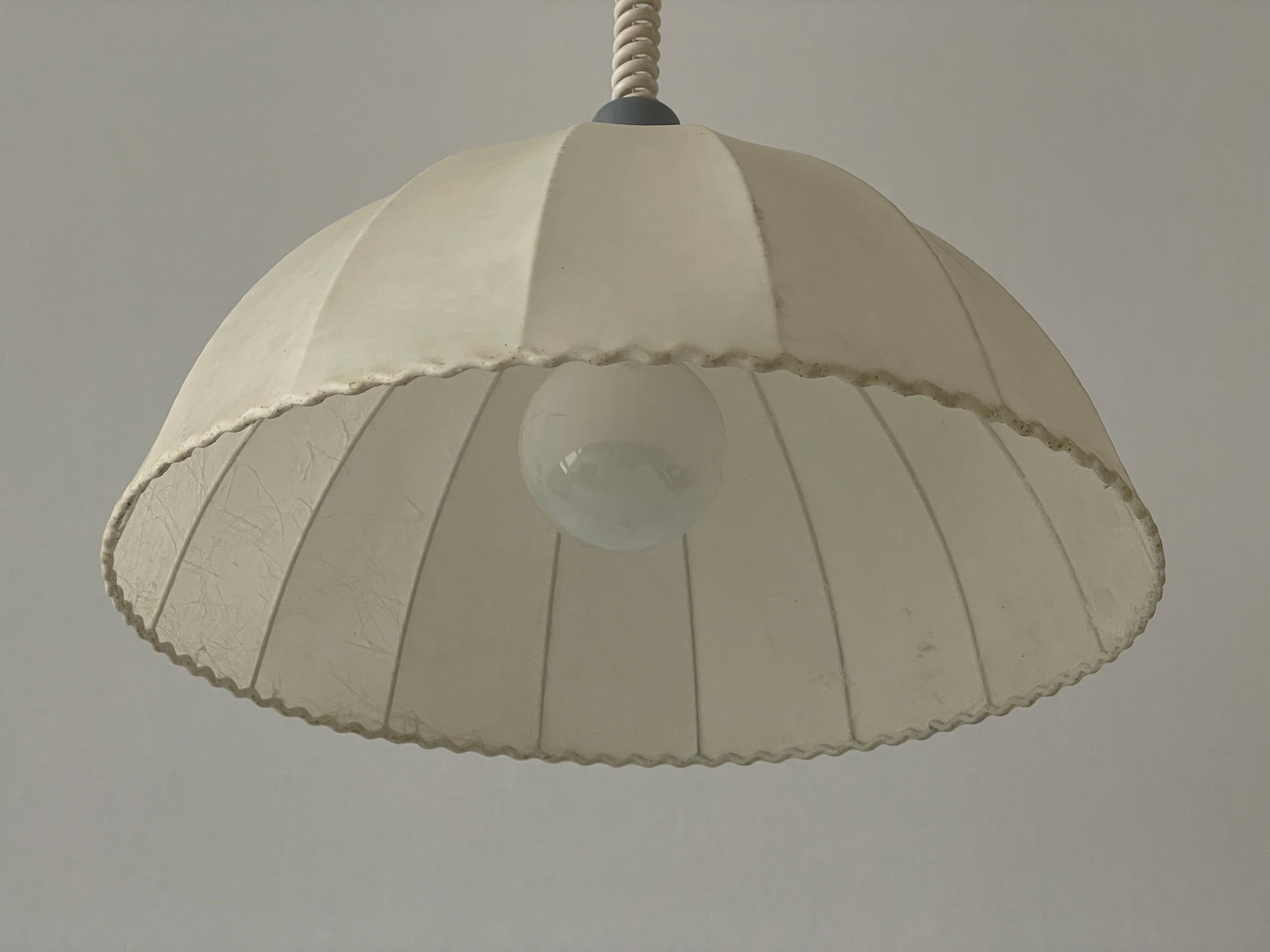 Mid-20th Century Cocoon Pendant Lamp by Goldkant with Grey Metal Top, 1960s, Germany For Sale