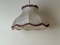 Lámpara Colgante Cocoon, Tela con Hilos Rojos, Iluminación Vintage, Años 70