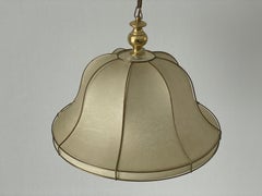 Cocoon Pendant Lamp with Gold Metal Shade Frame by Goldkant, 1960s, Germany