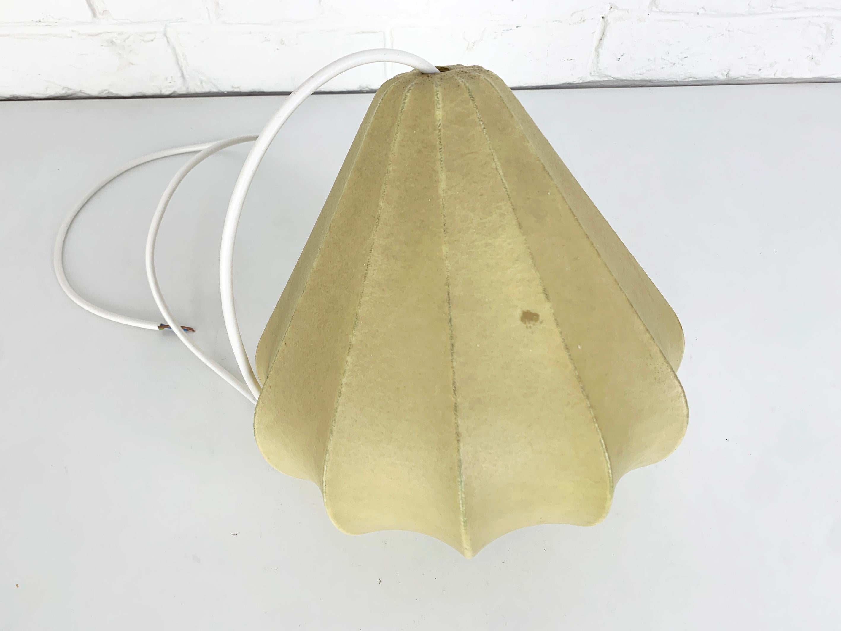 Steel Cocoon Pendant light, Friedel Wauer for Goldkant Leuchten, 1960s For Sale