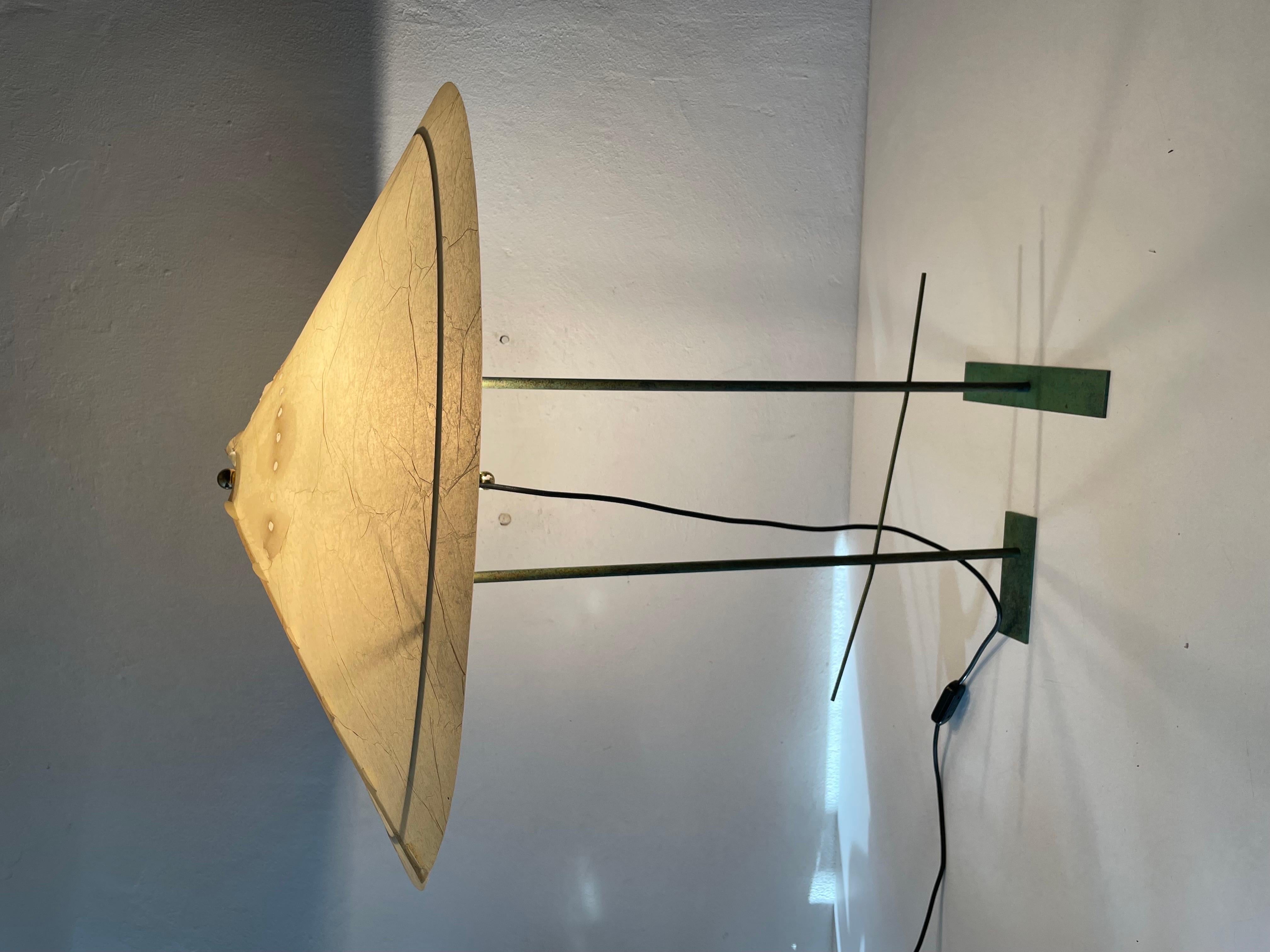 Cocoon Plastic Paper and Green Metal Body Industrial Table Lamp, 1950s, Germany For Sale 6
