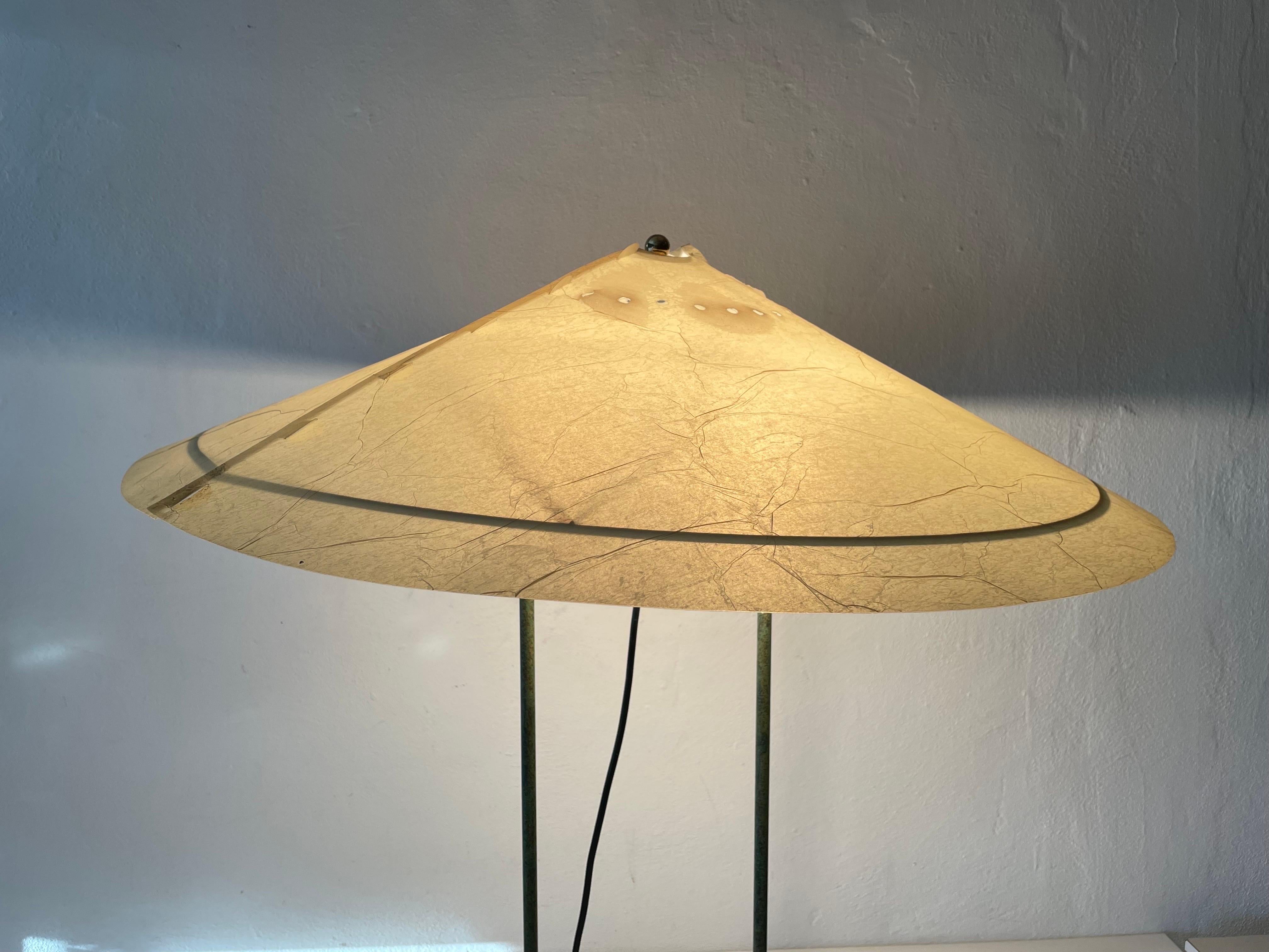 Cocoon Plastic Paper and Green Metal Body Industrial Table Lamp, 1950s, Germany For Sale 7