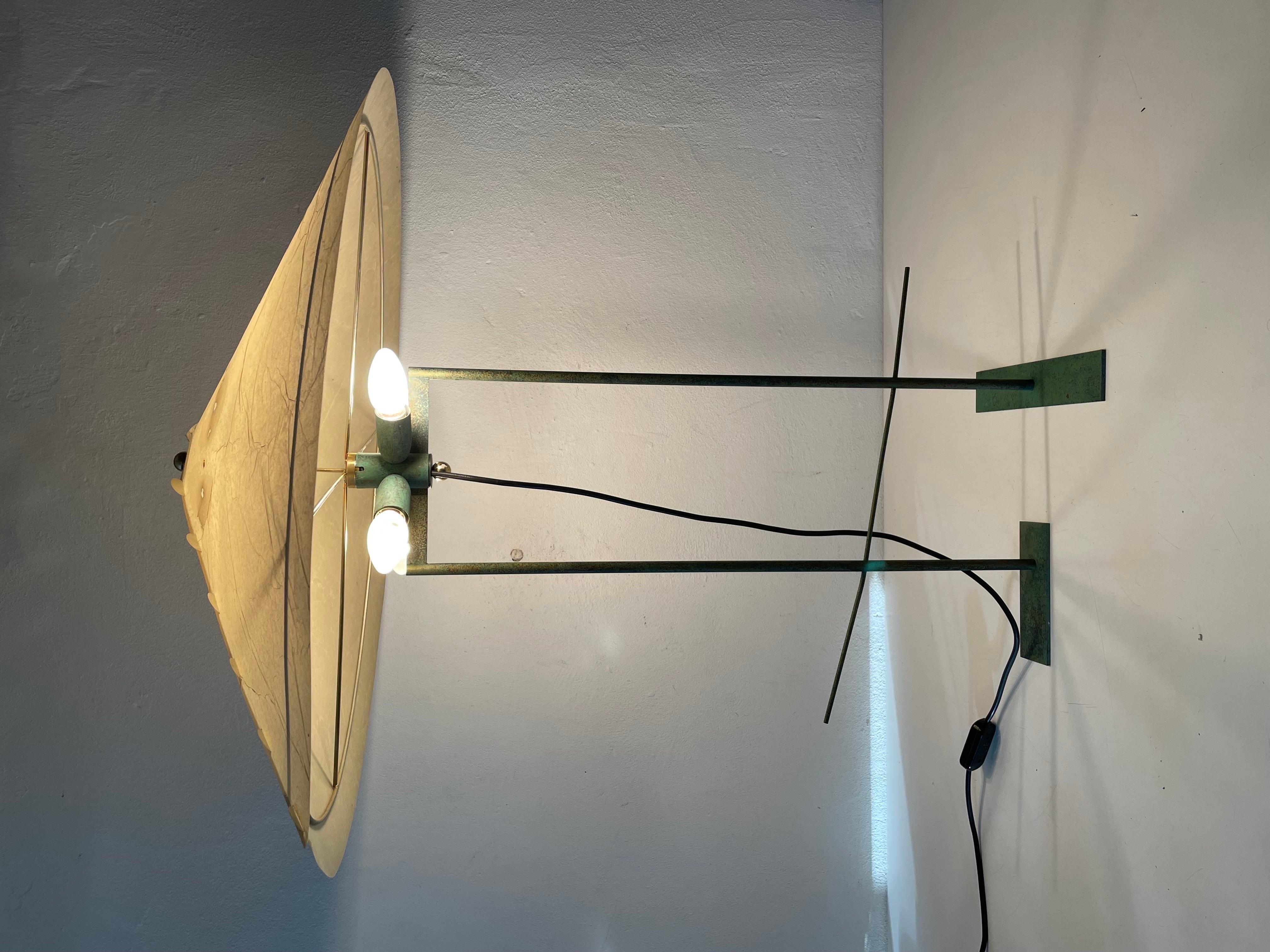 Cocoon Plastic Paper and Green Metal Body Industrial Table Lamp, 1950s, Germany For Sale 8