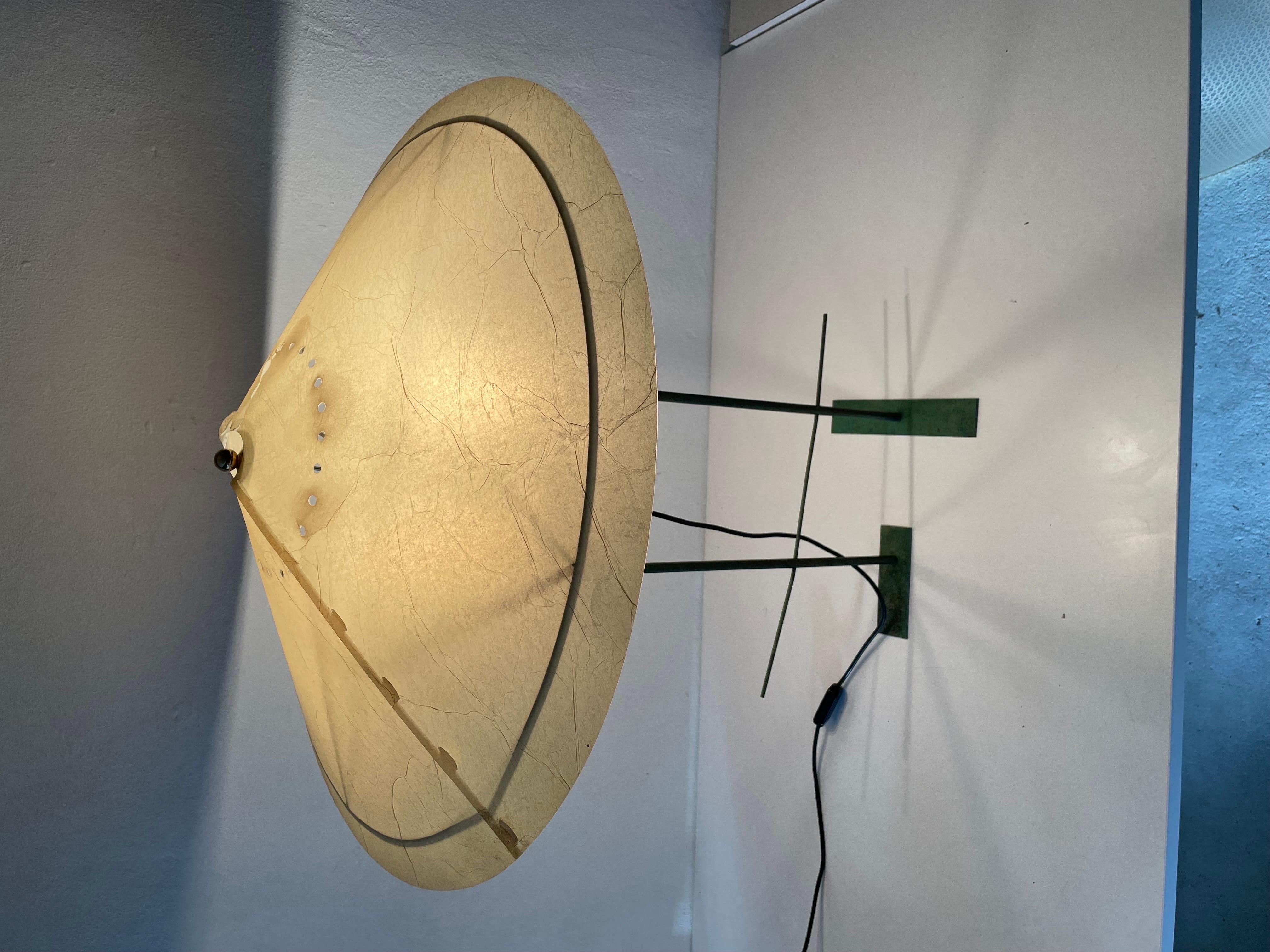 Cocoon Plastic Paper and Green Metal Body Industrial Table Lamp, 1950s, Germany For Sale 14