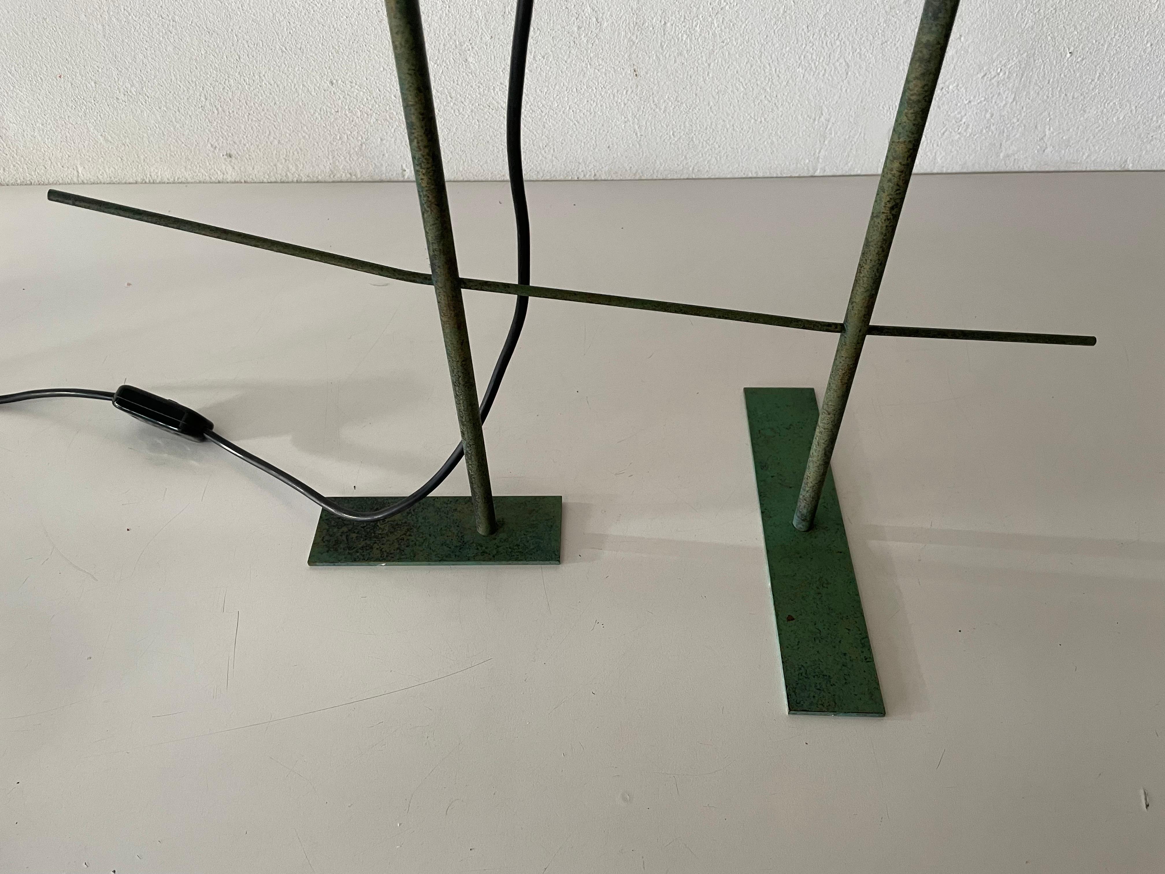 Cocoon Plastic Paper and Green Metal Body Industrial Table Lamp, 1950s, Germany For Sale 15