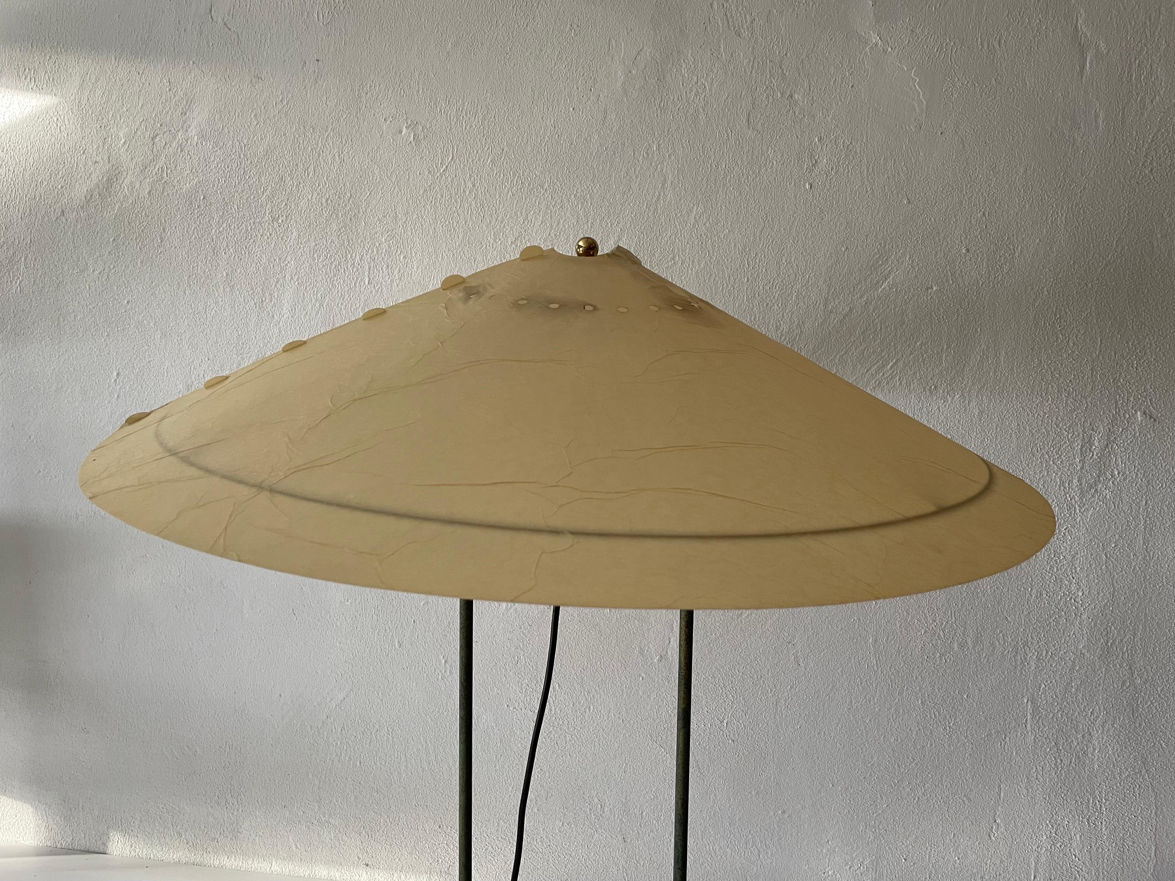 Cocoon Plastic Paper and Green Metal Body Industrial Table Lamp, 1950s, Germany For Sale 4