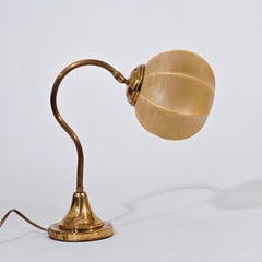 Cocoon resin. Art Nouveau style gold chrome metal table lamp, Italy, 1970s