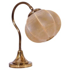 Cocoon resin. Art Nouveau style gold chrome metal table lamp, Italy, 1970s