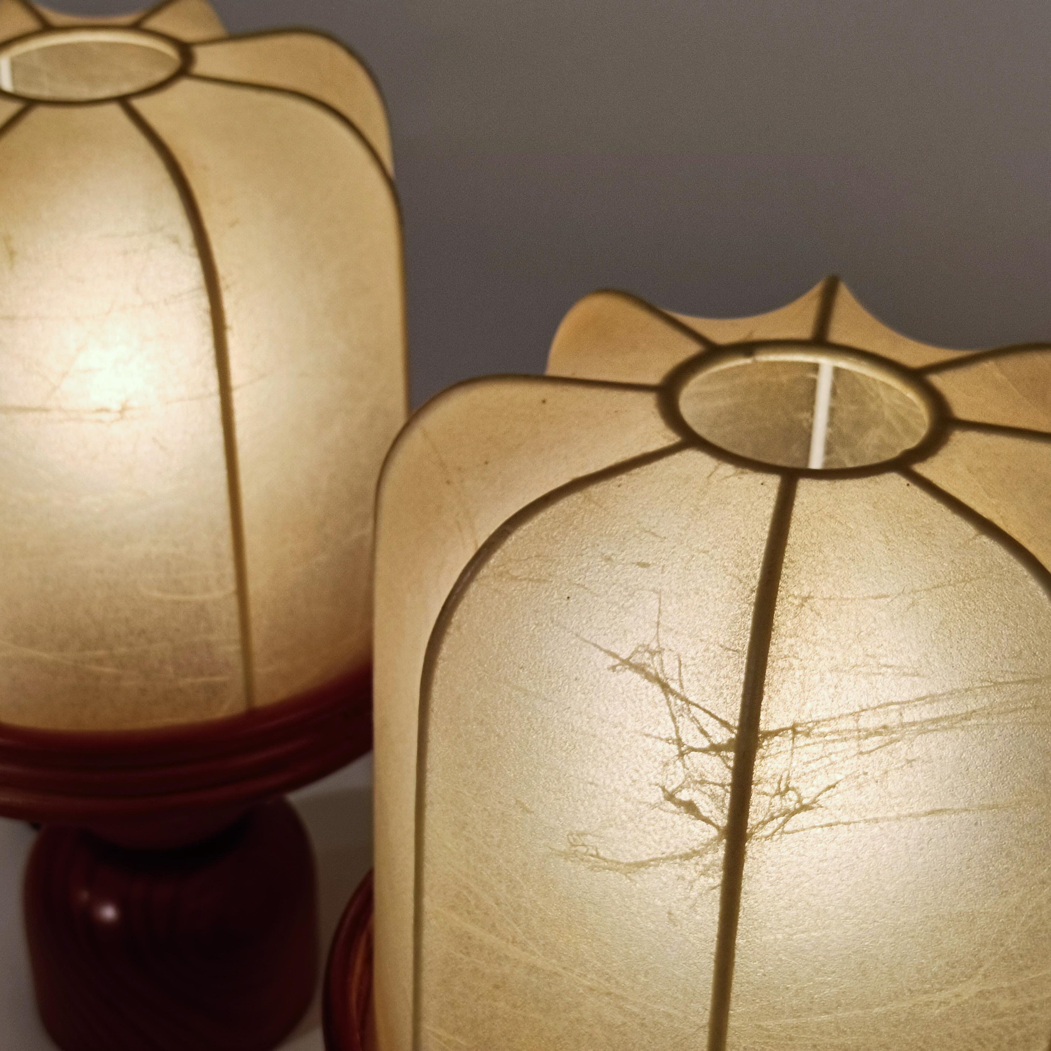 Résine de cocon. Lampes de table brutalistes fabriquées à la main, Italie, années 70 en vente 3