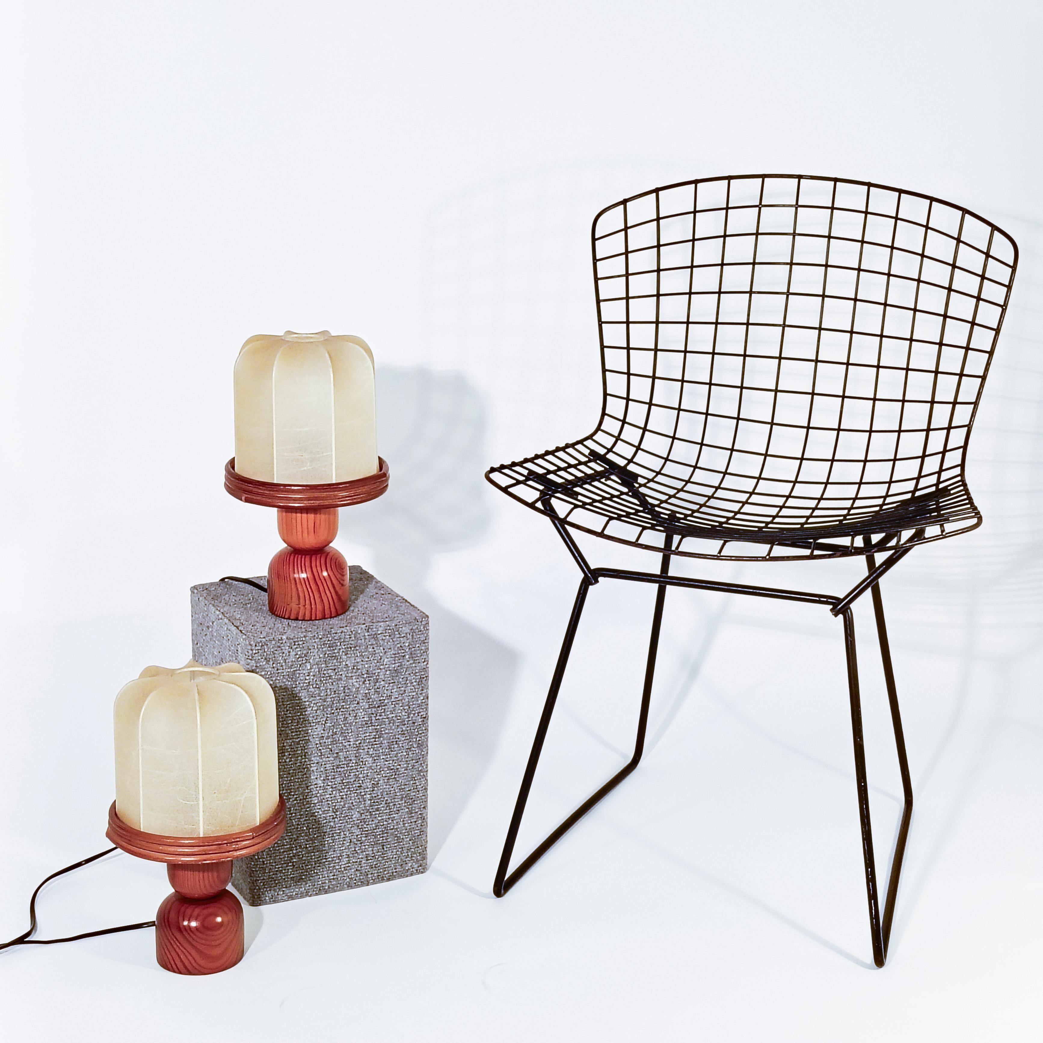 Fait main Résine de cocon. Lampes de table brutalistes fabriquées à la main, Italie, années 70 en vente