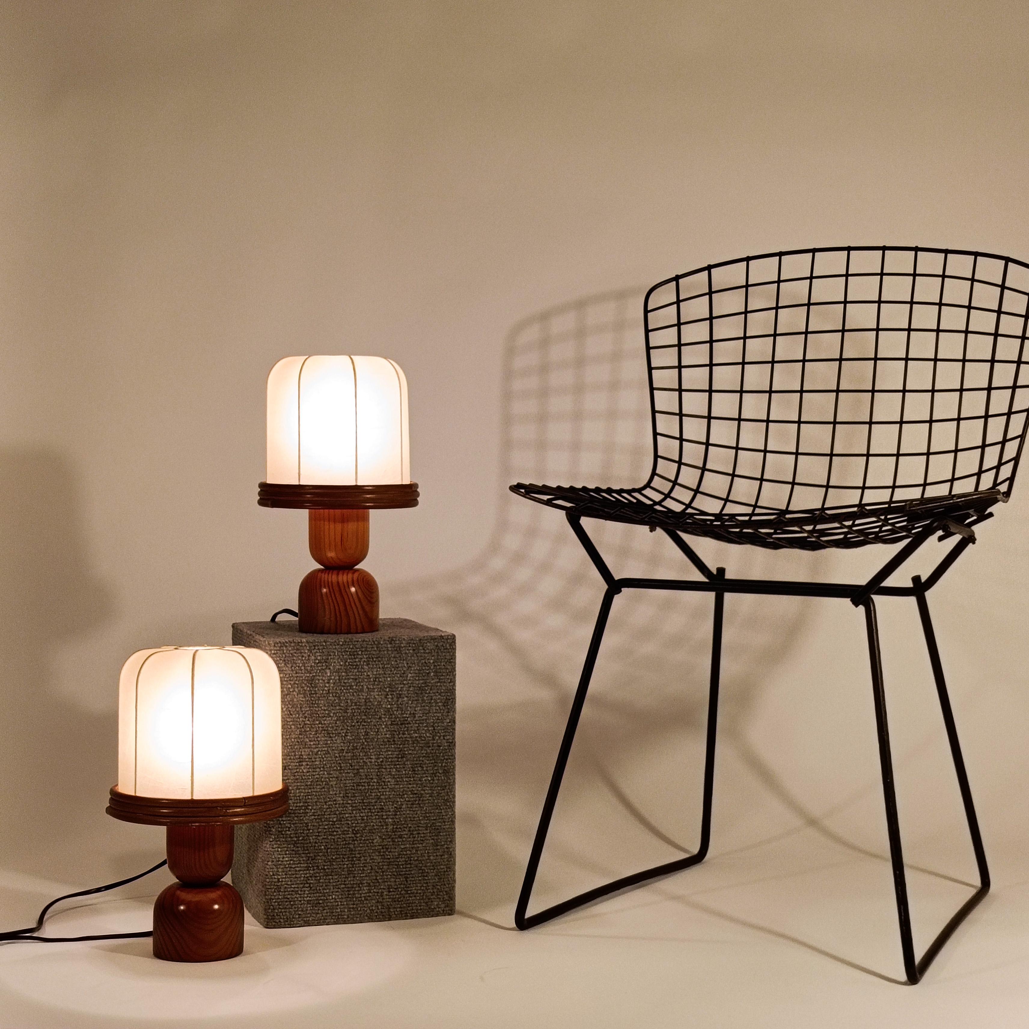Fin du 20e siècle Résine de cocon. Lampes de table brutalistes fabriquées à la main, Italie, années 70 en vente