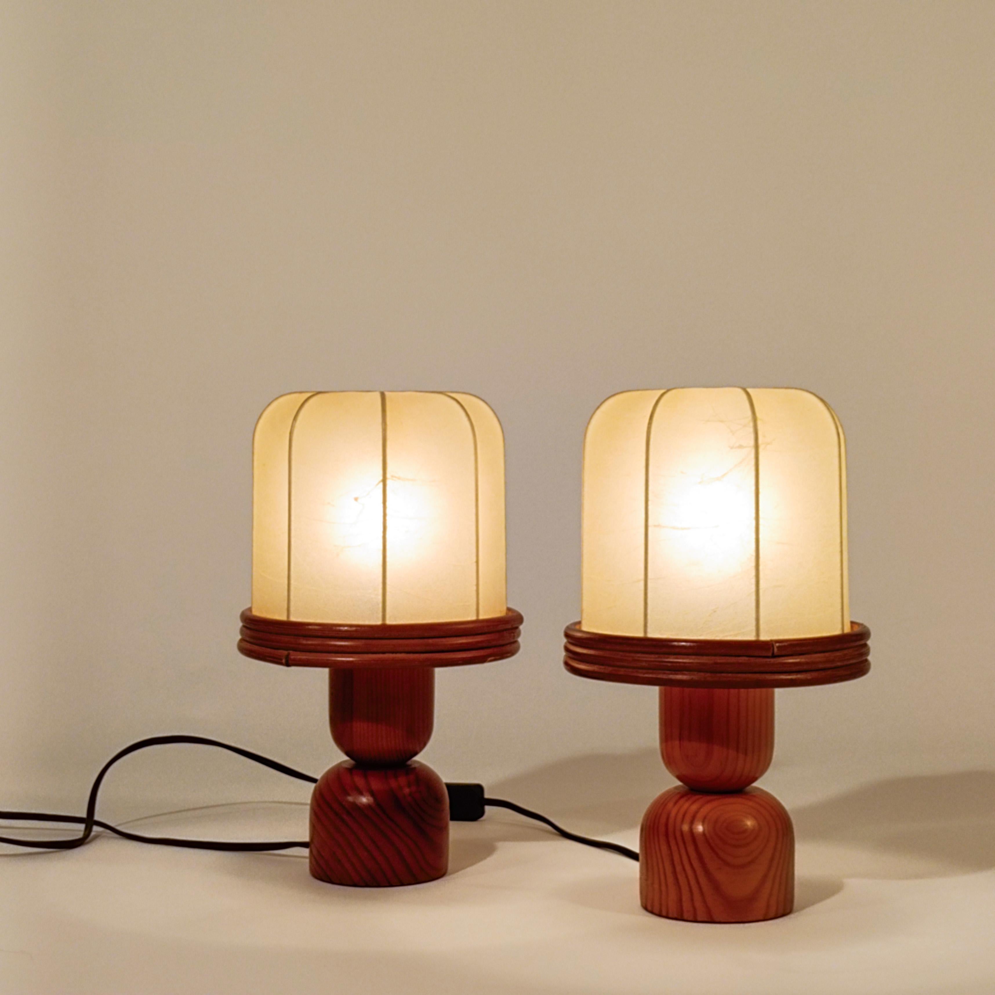Métal Résine de cocon. Lampes de table brutalistes fabriquées à la main, Italie, années 70 en vente