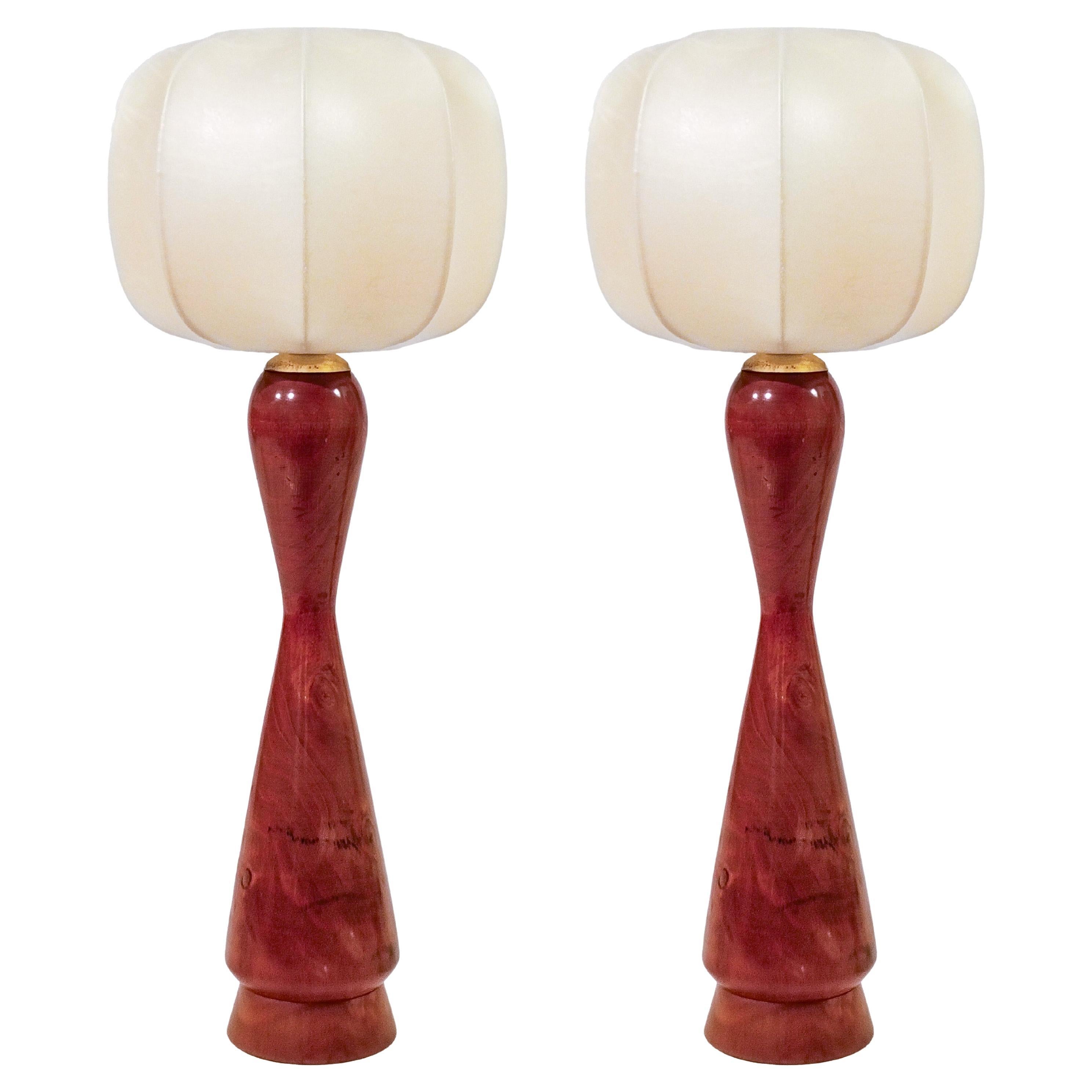 Cocoon resin. Mid-Century Modern hand-crafted table lamps, Italy, 1970s in vendita