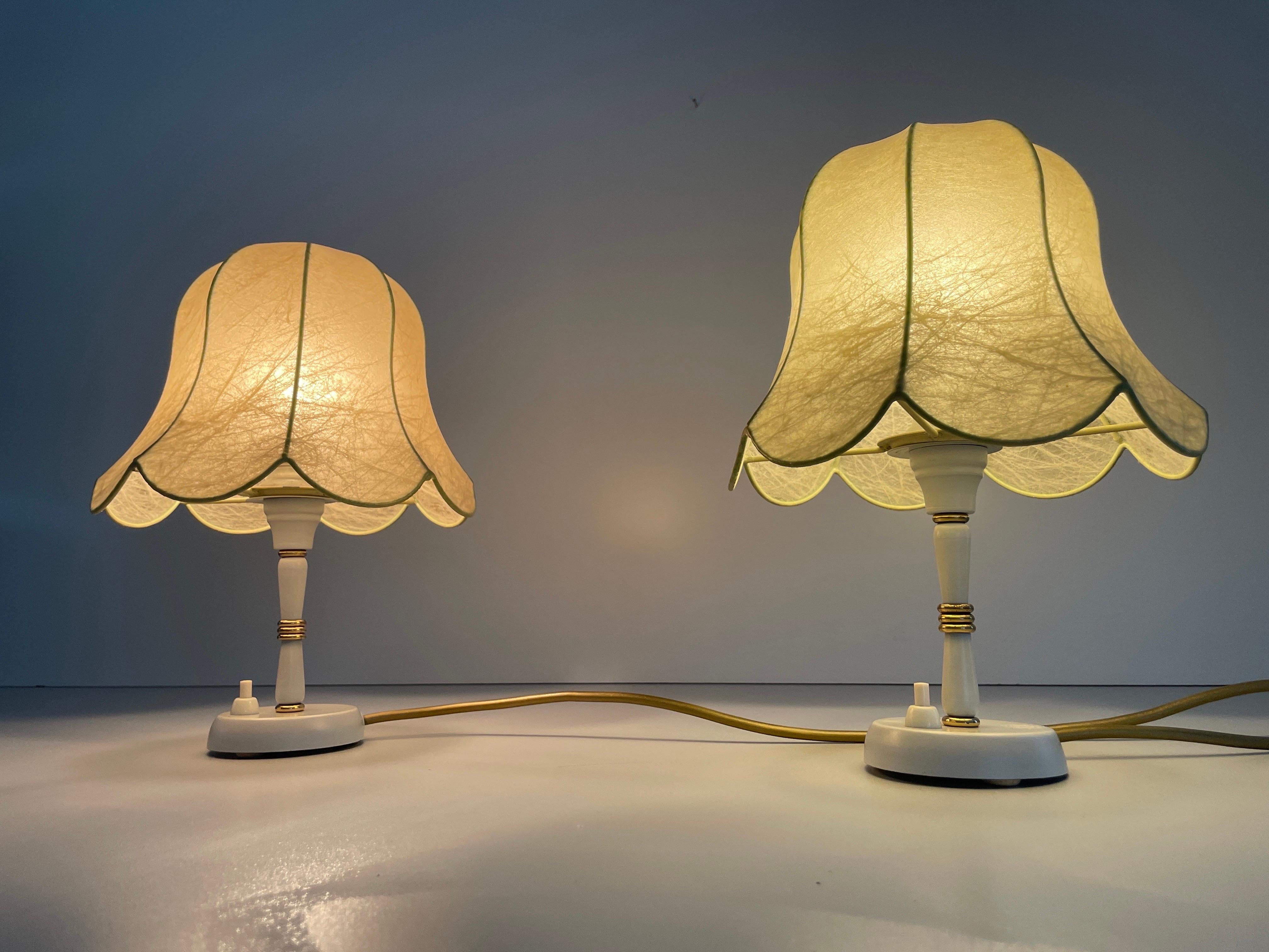 Cocoon Shade Metal Body Pair of Bedside Lamps by GOLDKANT, 1970s, Germany For Sale 5