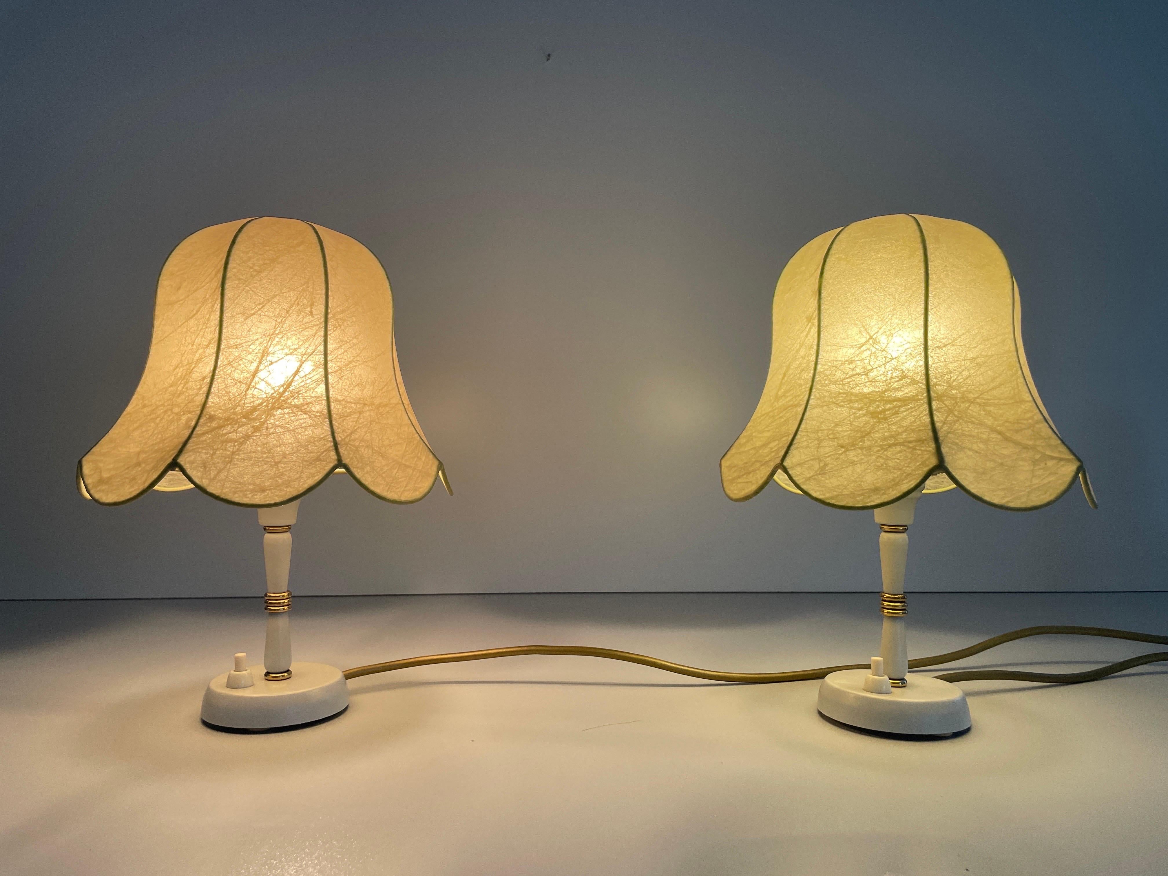 Paire de lampes de chevet à abat-jour cocon en métal par GOLDkanT, 1970, Allemagne en vente 4