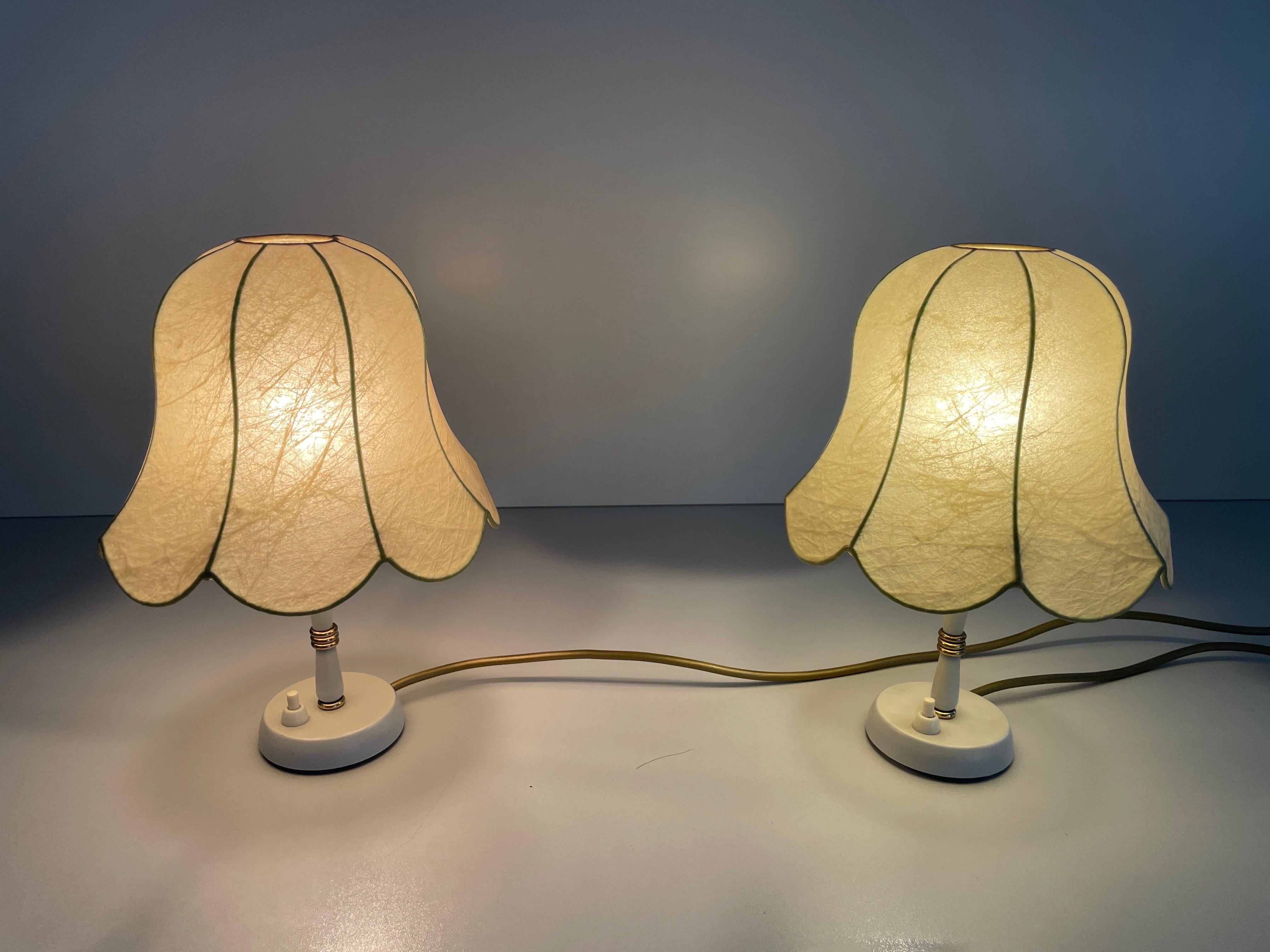 Cocoon Shade Metal Body Pair of Bedside Lamps by GOLDKANT, 1970s, Germany For Sale 7