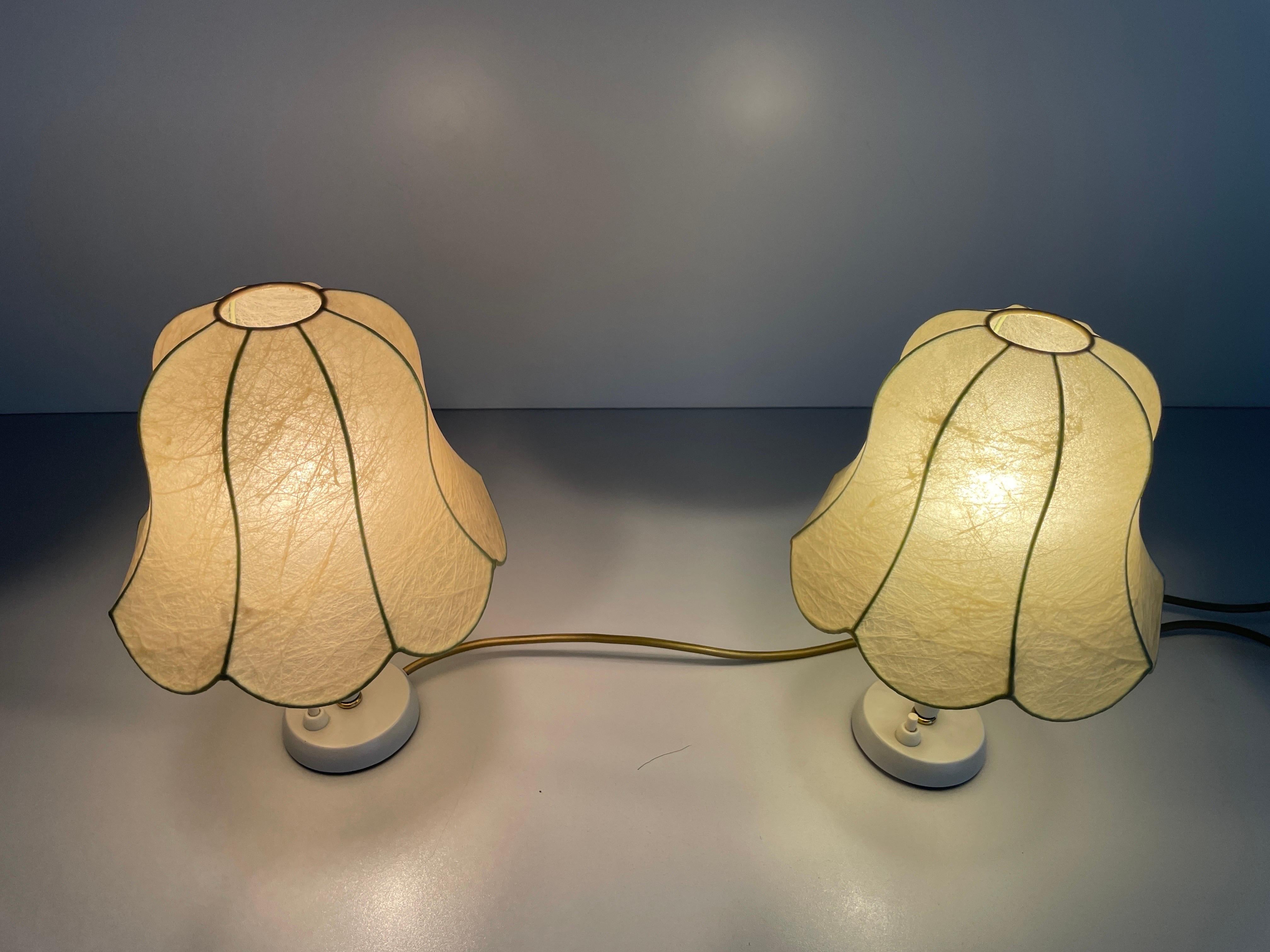 Cocoon Shade Metal Body Pair of Bedside Lamps by GOLDKANT, 1970s, Germany For Sale 8