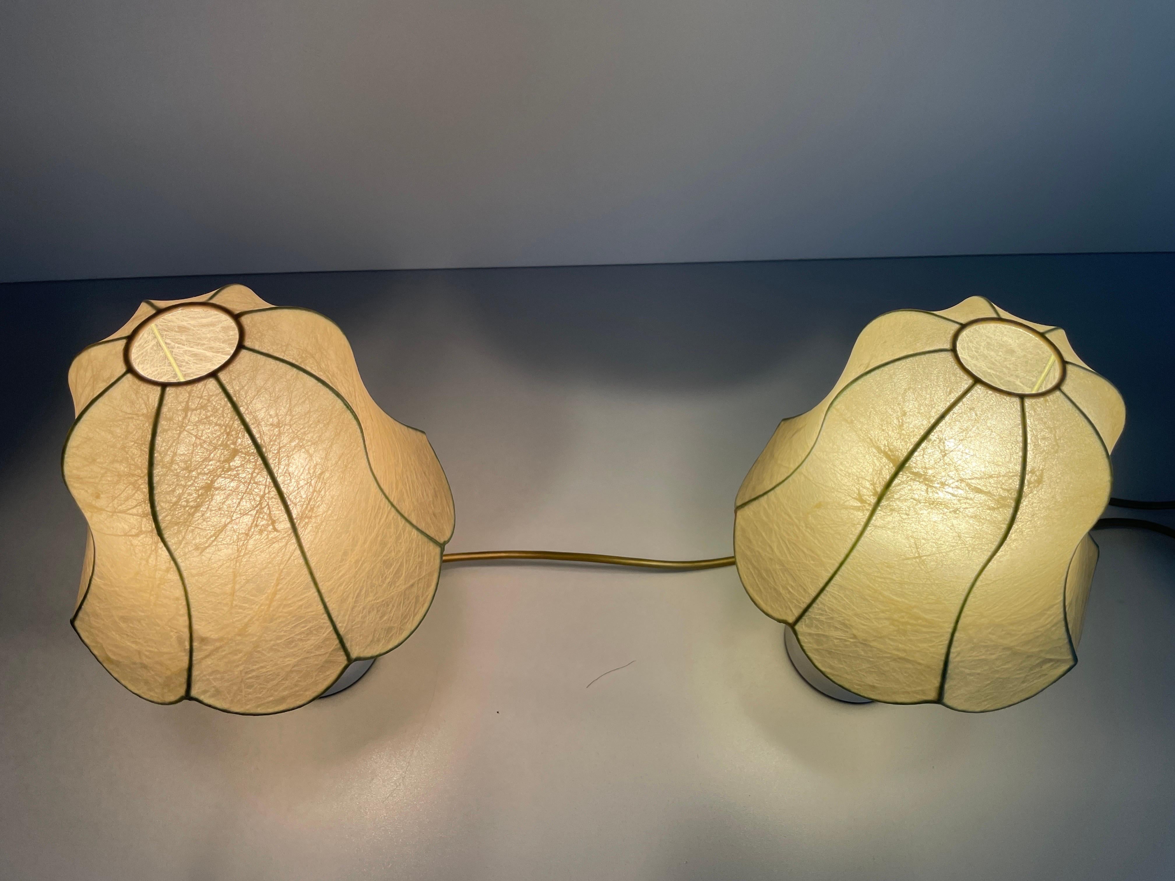Paire de lampes de chevet à abat-jour cocon en métal par GOLDkanT, 1970, Allemagne en vente 7