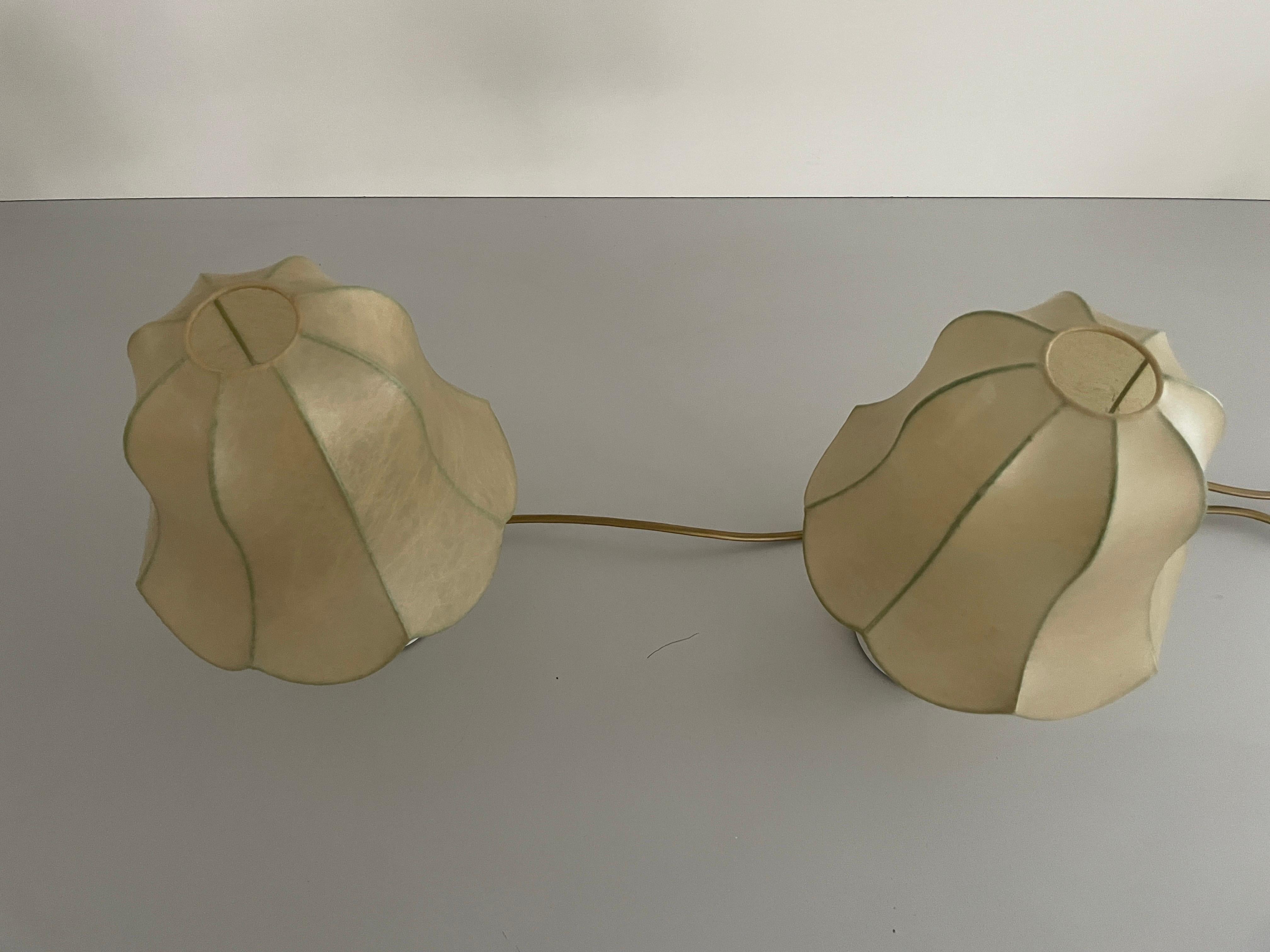 Cocoon Shade Metal Body Pair of Bedside Lamps by GOLDKANT, 1970s, Germany For Sale 1