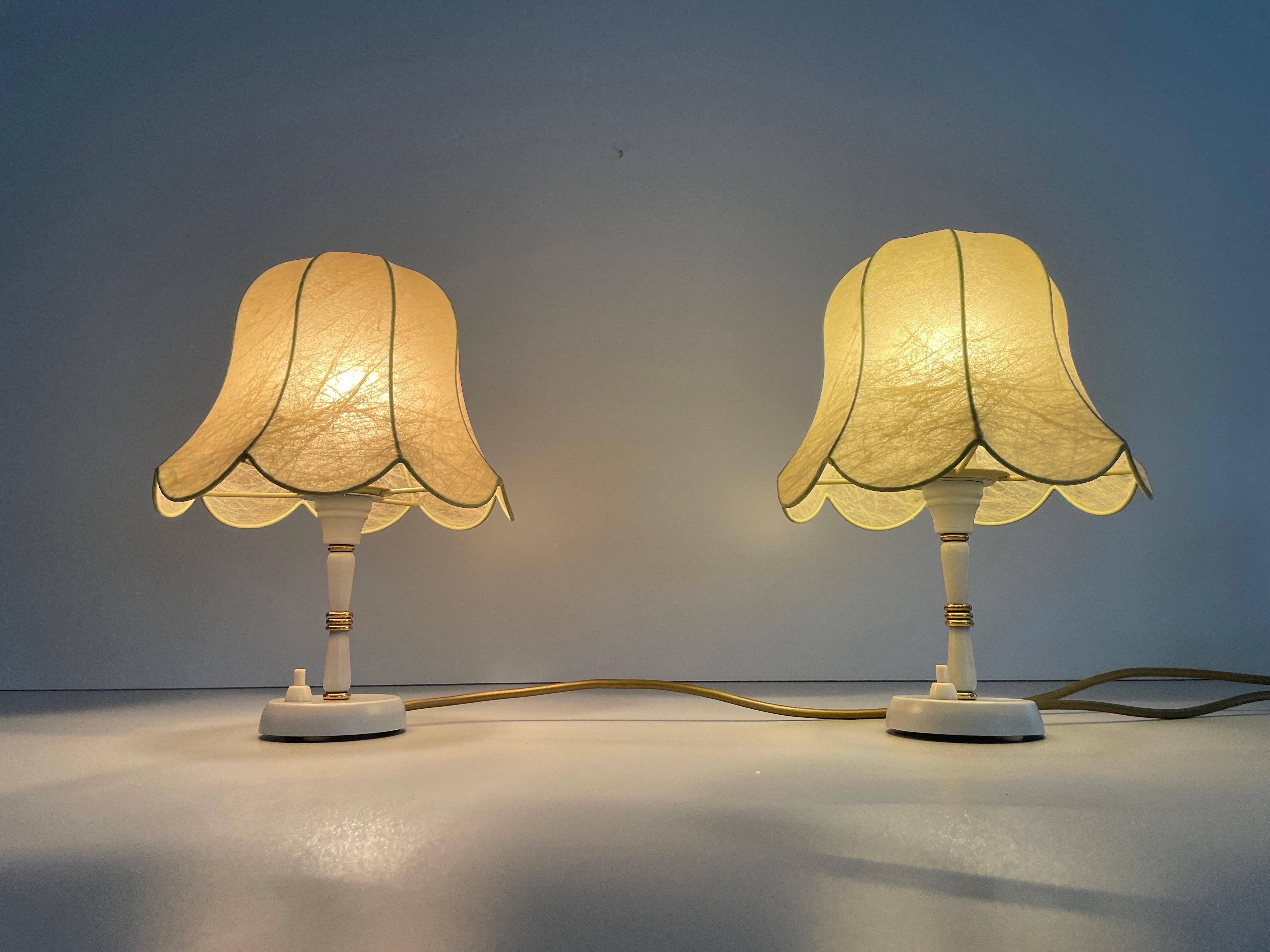 Cocoon Shade Metal Body Pair of Bedside Lamps by GOLDKANT, 1970s, Germany For Sale 4