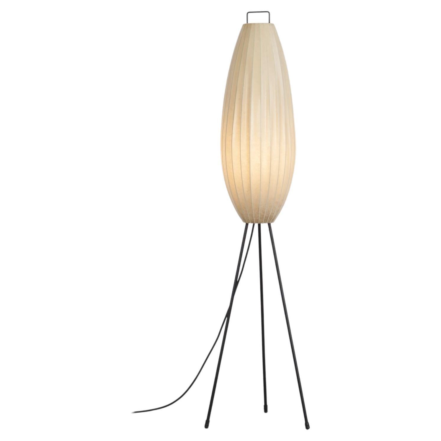 Cocoon shaped Three-legged floor lamp from the 60s in mid-century style. For Sale