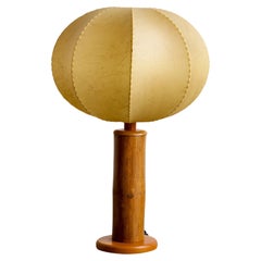 Vintage Cocoon Table Lamp with Bamboo & Timber Base