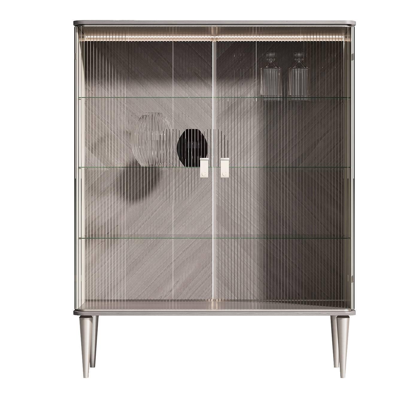 Cocoon Tall Glass Cabinet For Sale