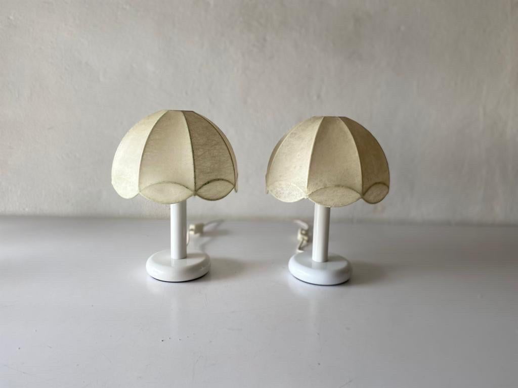 Cocoon & White Metal Body Pair of Table Lamps by GOLDKANT, 1970s, Germany For Sale 5