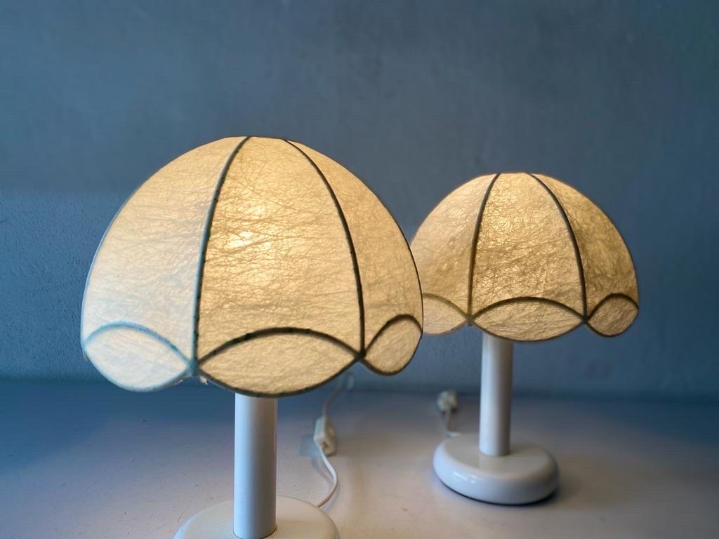Cocoon & White Metal Body Pair of Table Lamps by GOLDKANT, 1970s, Germany For Sale 6