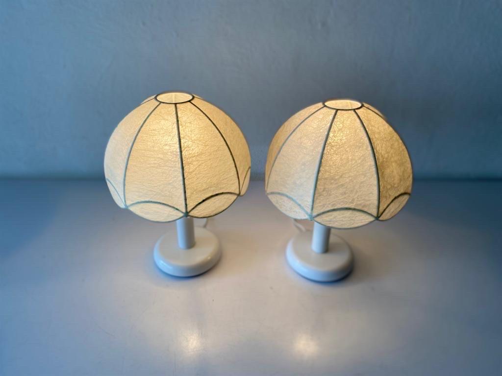 Cocoon & White Metal Body Pair of Table Lamps by GOLDKANT, 1970s, Germany For Sale 7