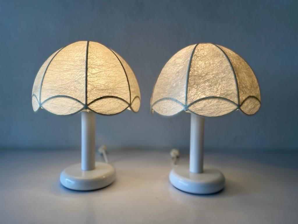 Cocoon & White Metal Body Pair of Table Lamps by GOLDKANT, 1970s, Germany For Sale 4