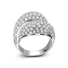 Coctail Wide Diamond White Gold 18K Ring For Her