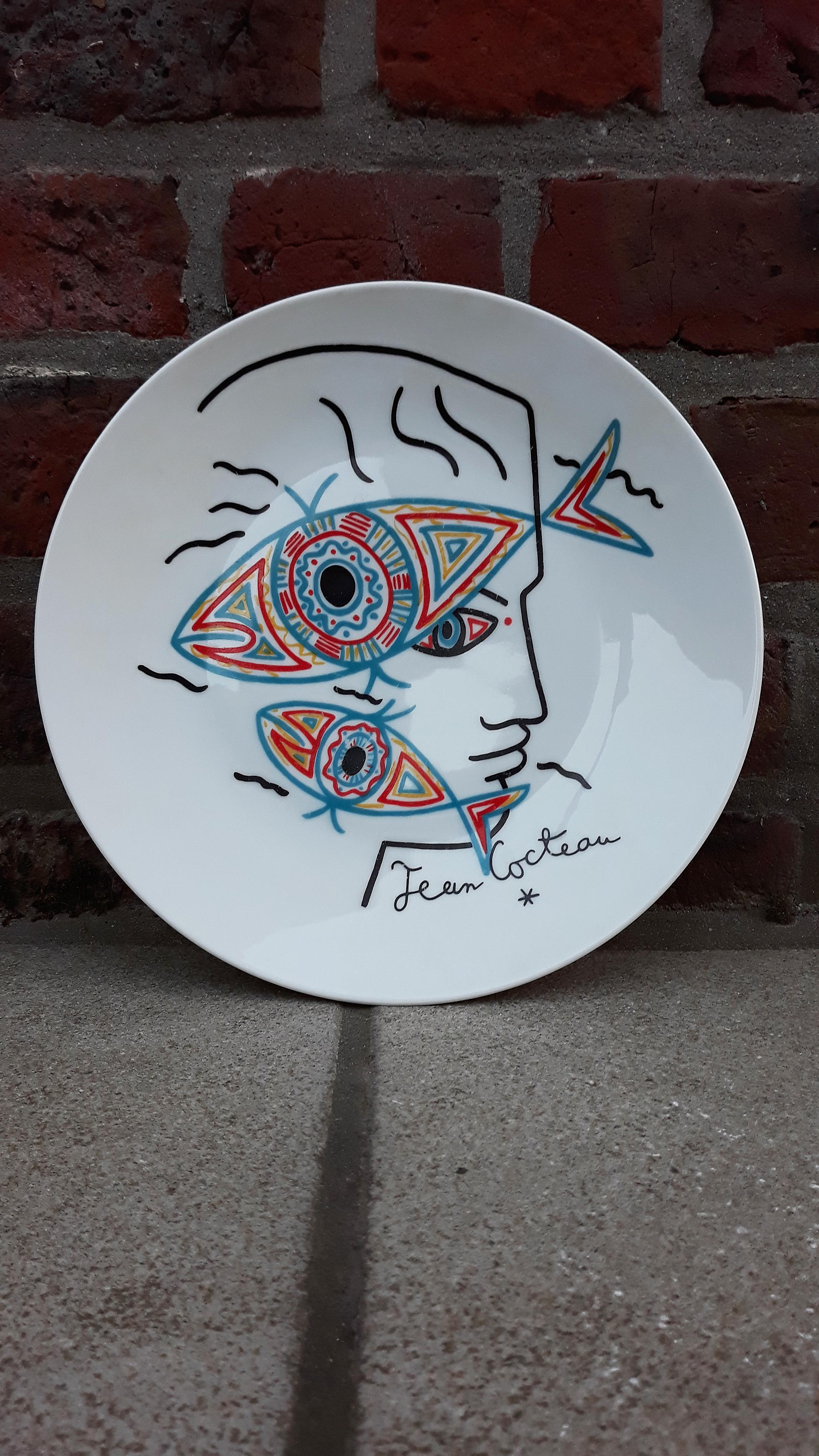 Mid-Century Modern Cocteau Jean Limoges Porcelain Plate, Signed