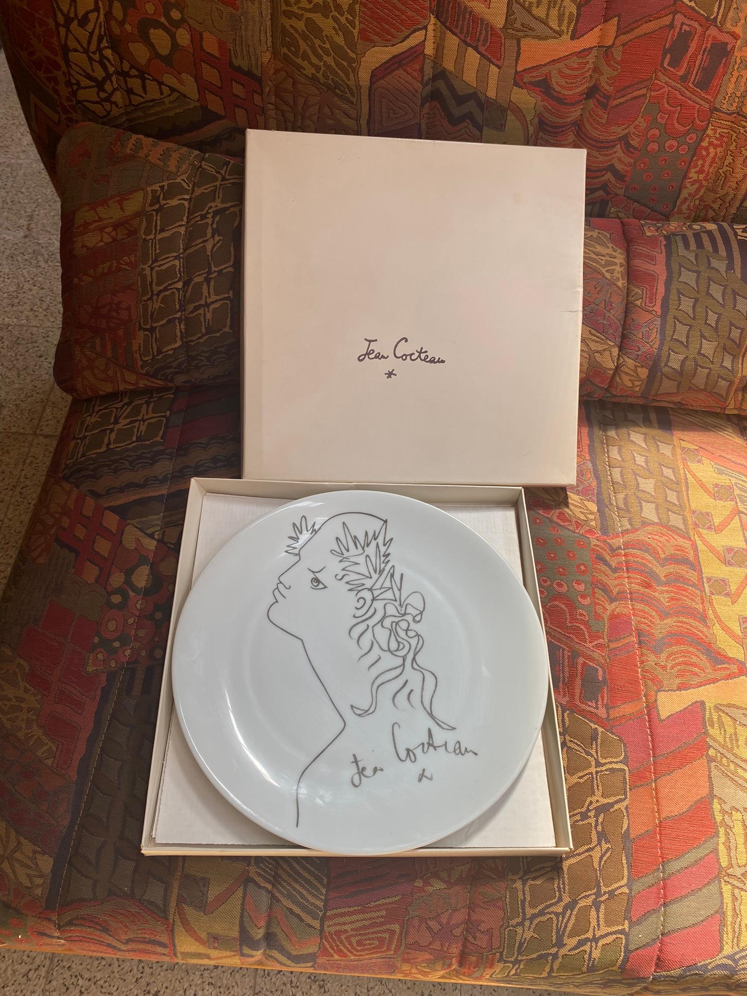 Cocteau Jean Limoges Porcelain Plate, Signed For Sale 3