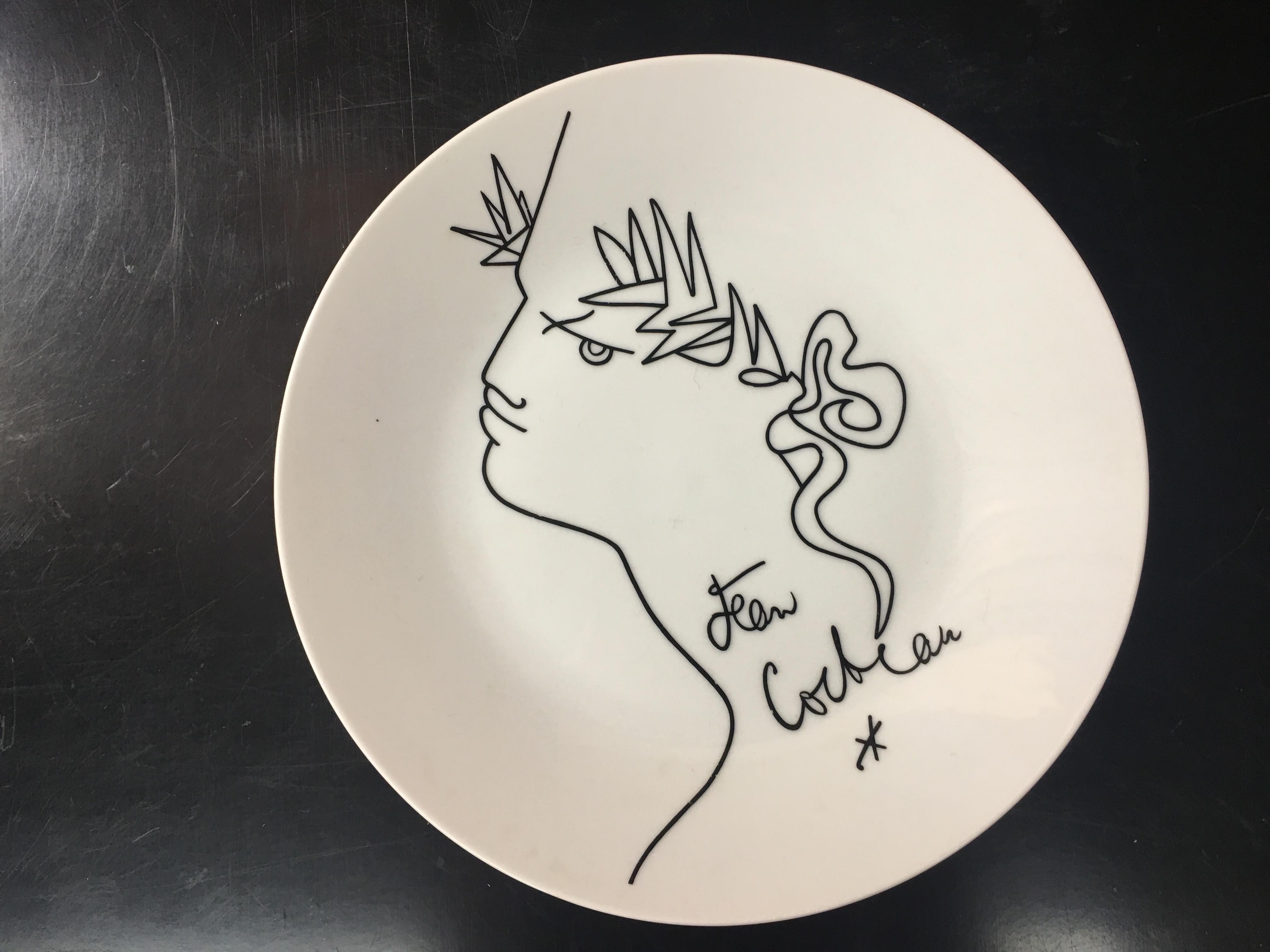 Cocteau Jean Limoges Porcelain Plate, Signed In Good Condition In Saint-Ouen, FR