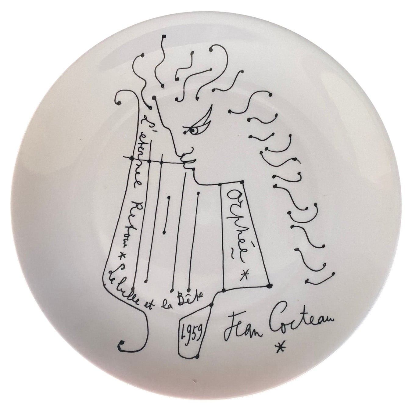 Cocteau Jean Limoges Porcelain Plate, Signed